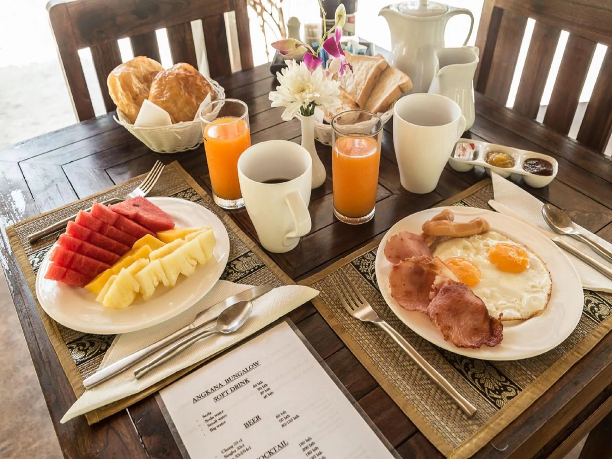 Continental breakfast in Angkana Bungalows adults only