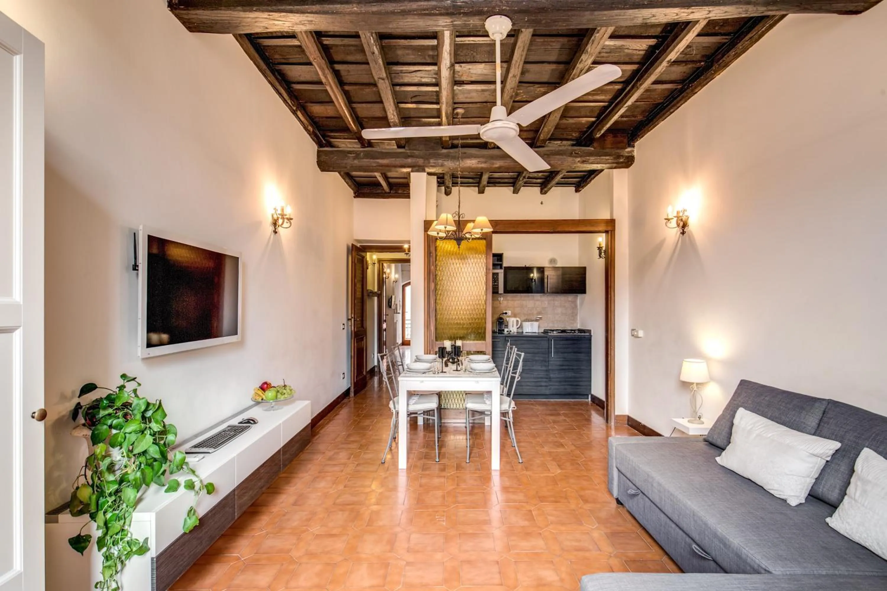 Dining area in Elegant Apartment Behind the Colosseum