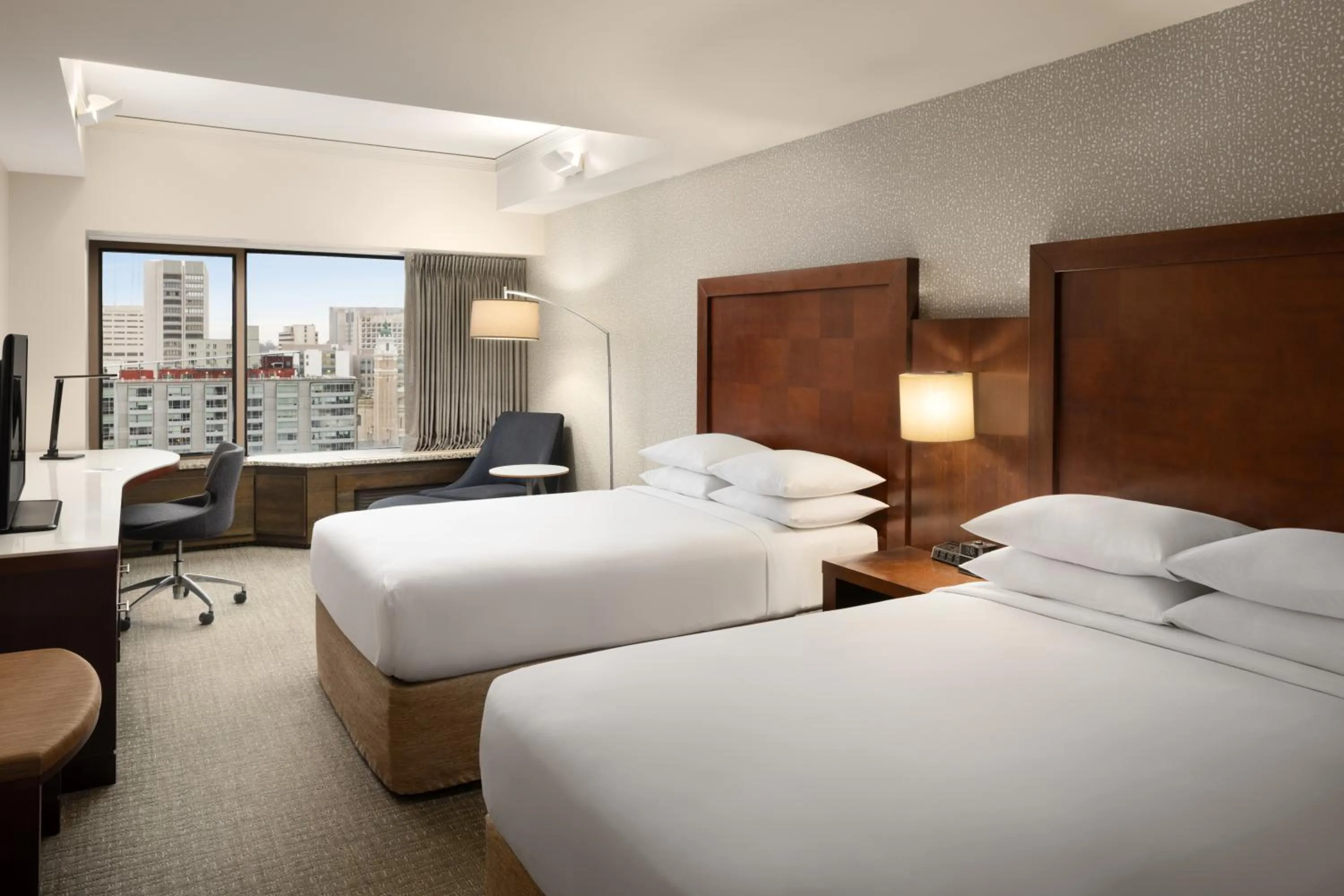 Bed in Renaissance Seattle Hotel