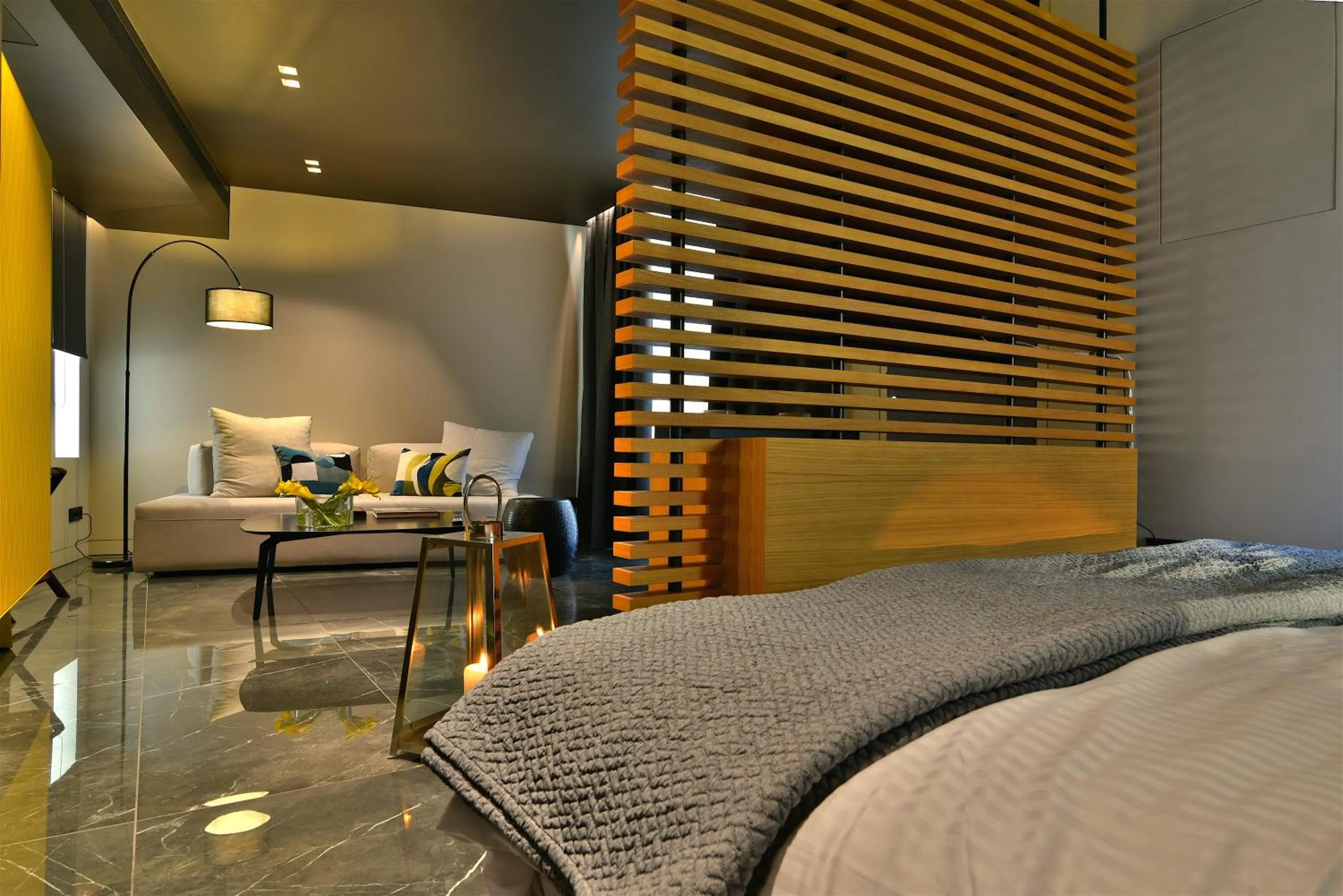 Bed in Nikiou Suites Luxury Residence