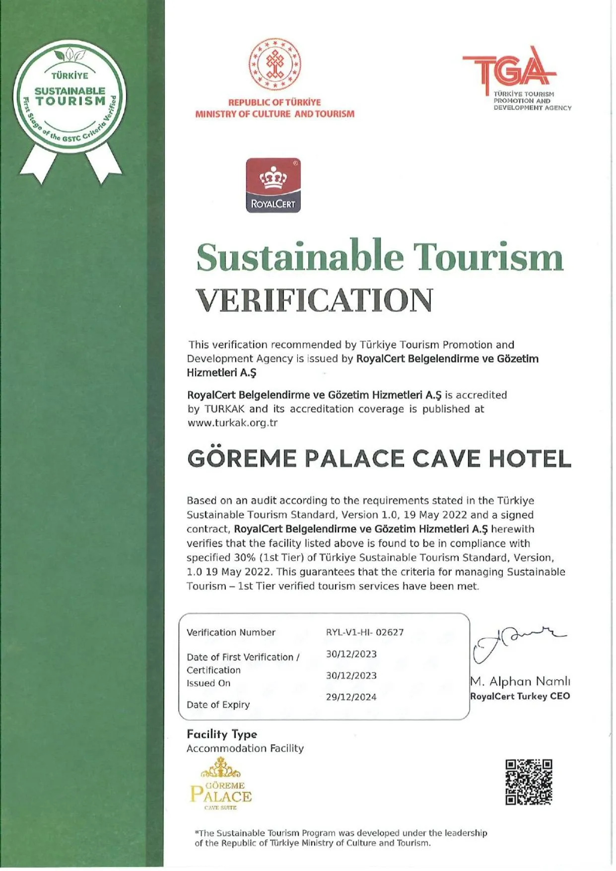 Logo/Certificate/Sign in Goreme Palace Cave Suites