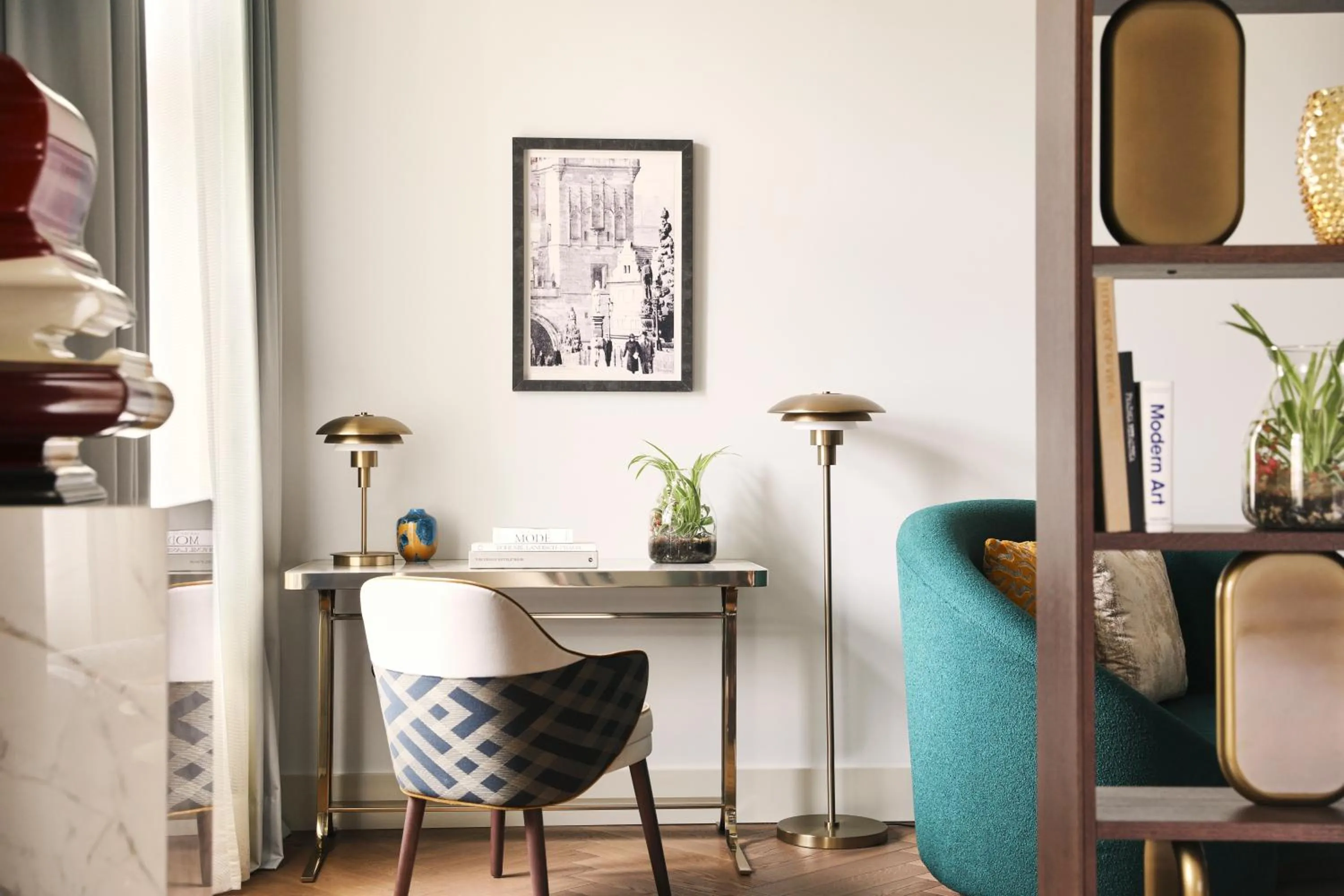 Seating area in Andaz Prague, By Hyatt