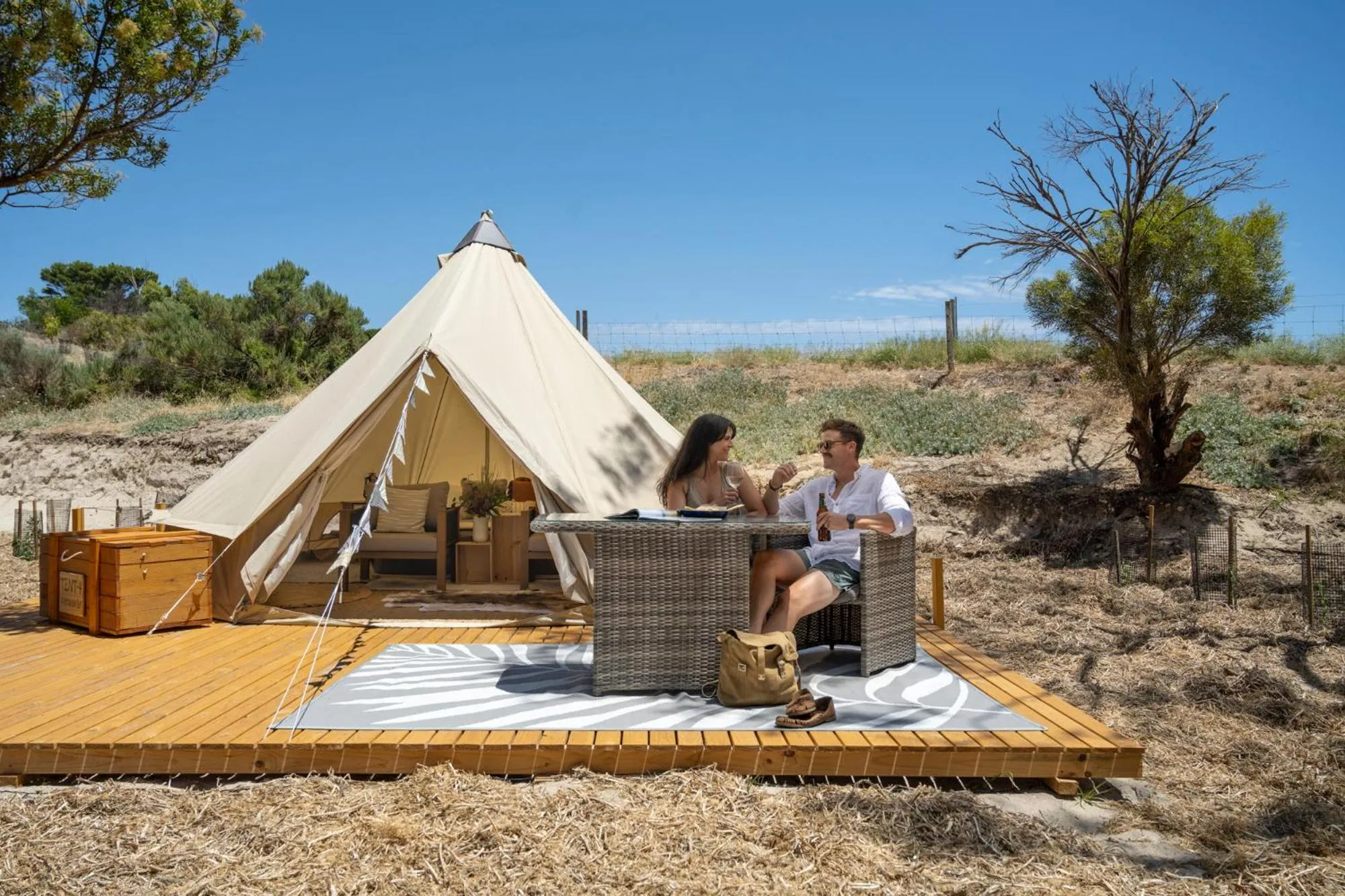 Deluxe Bell Tent - Adult Only with Shared Bathroom in Seafront Holiday Park Kangaroo Island
