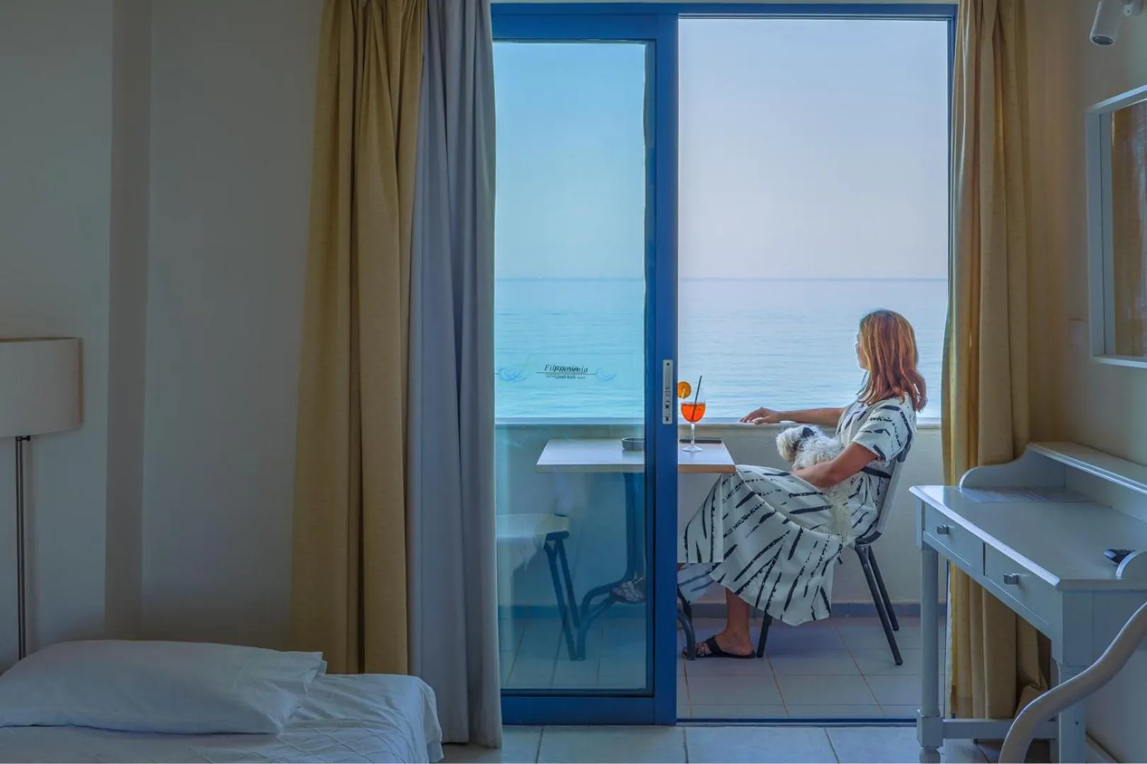 Balcony/Terrace, Bed in Filoxenia Beach Hotel