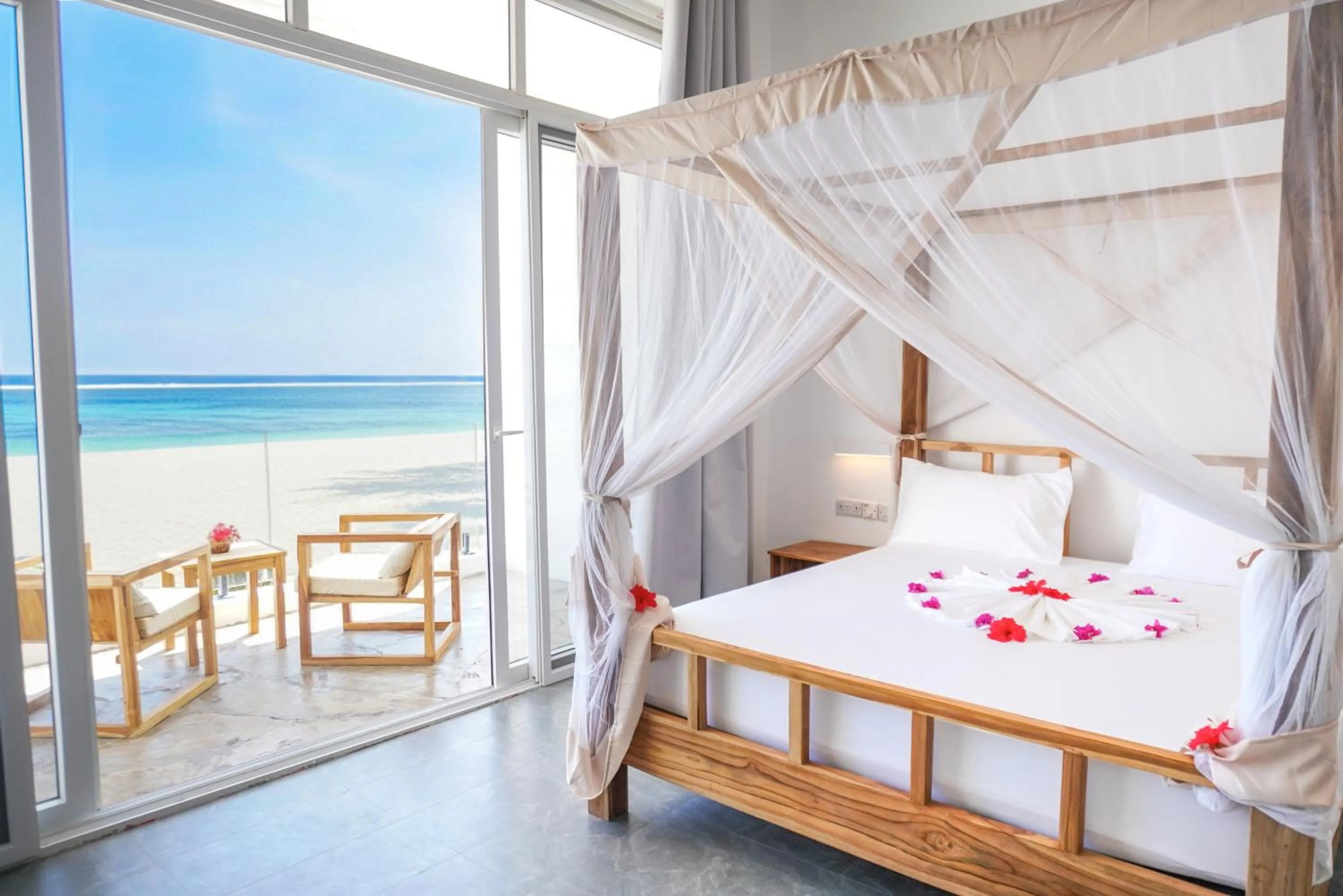 View (from property/room), Bed in AHG Sun Bay Mlilile Beach Hotel