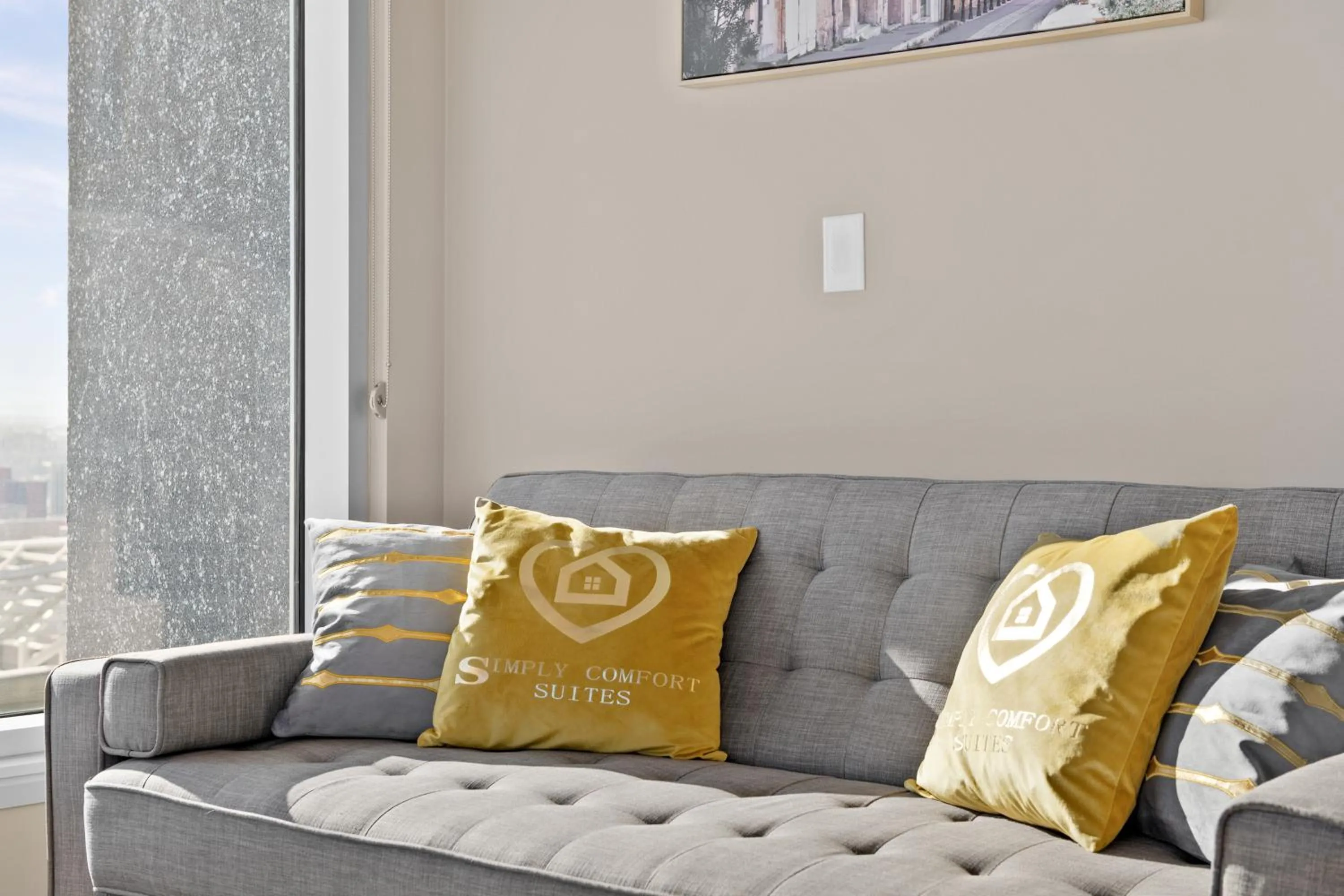 Living room in Stylish Downtown Condos by GLOBALSTAY