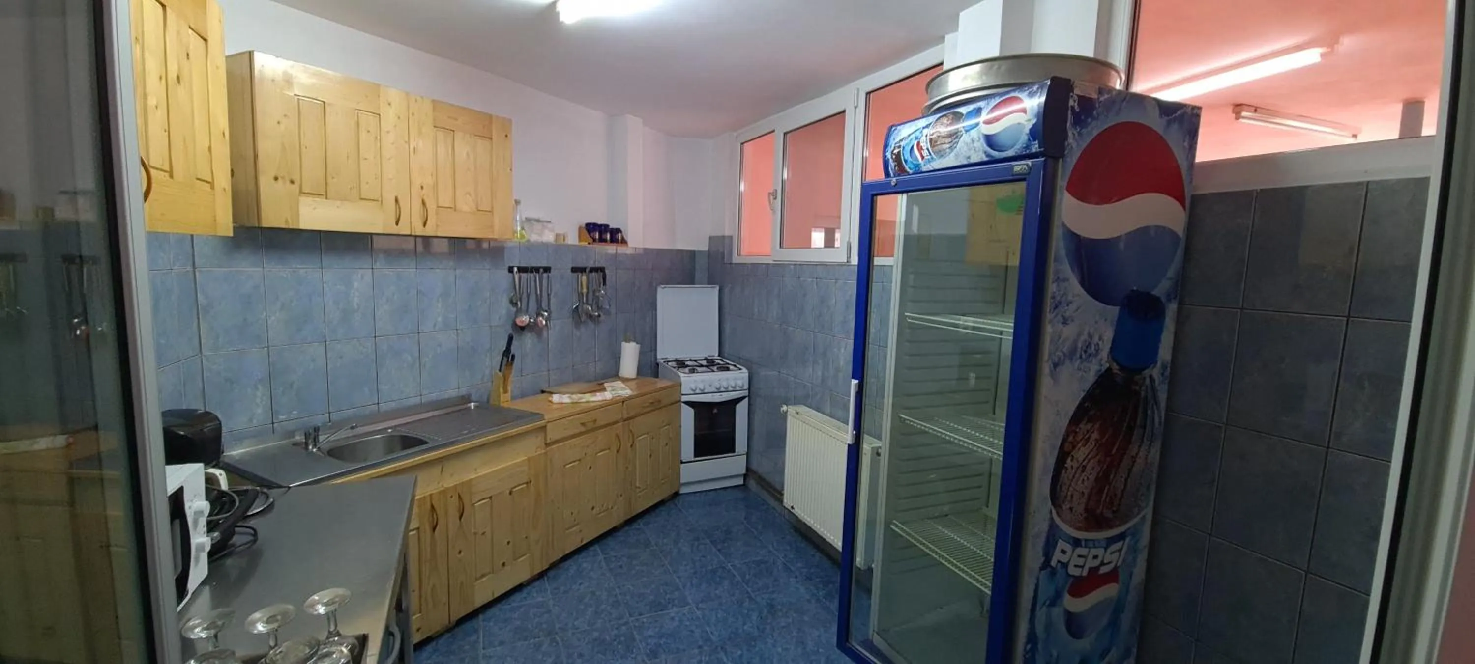 Kitchen or kitchenette in Pensiunea Aurora - Great Hostel Voineasa