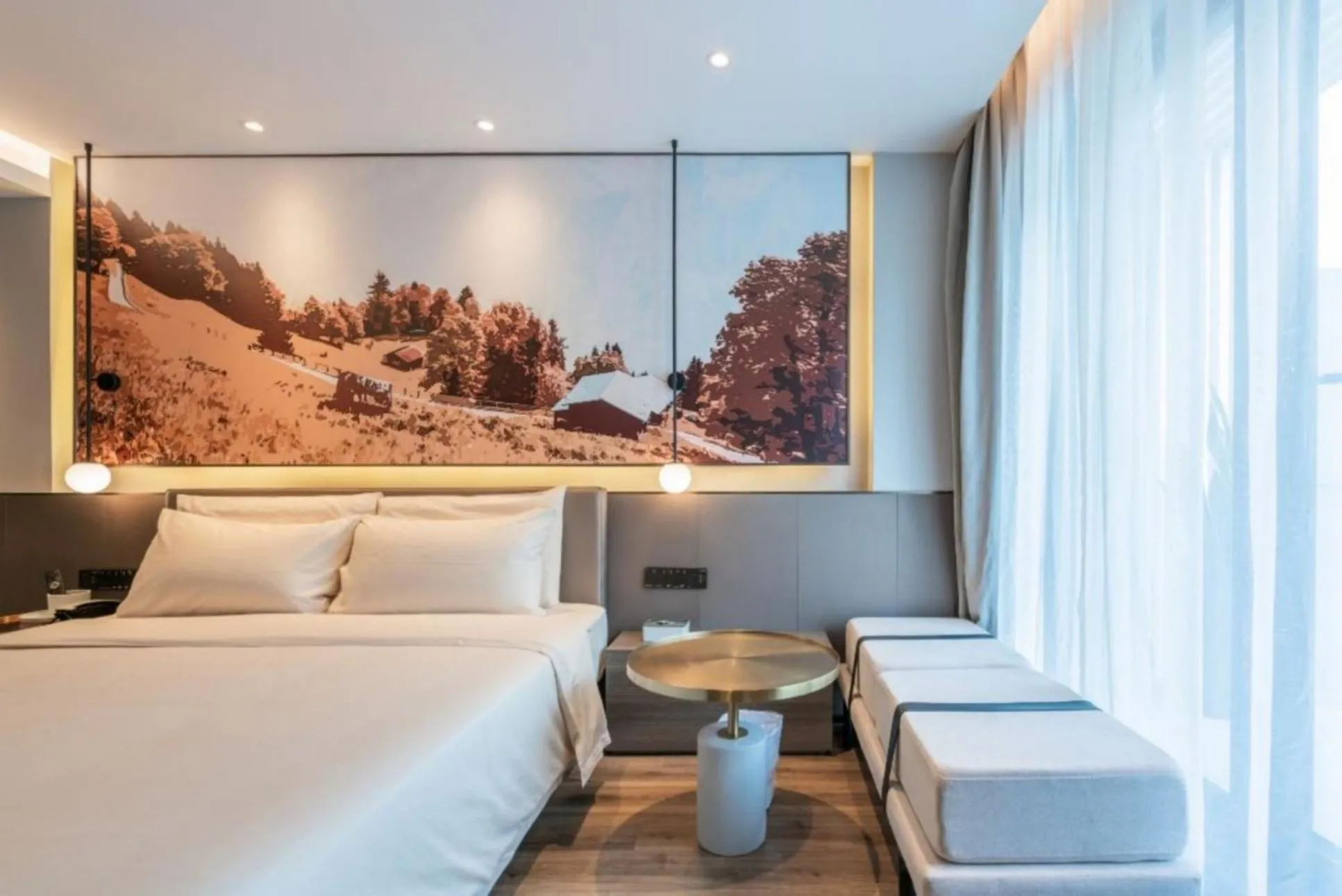 Bed in Atour Light Hotel Shanghai Xinjiangwancheng Fudan University