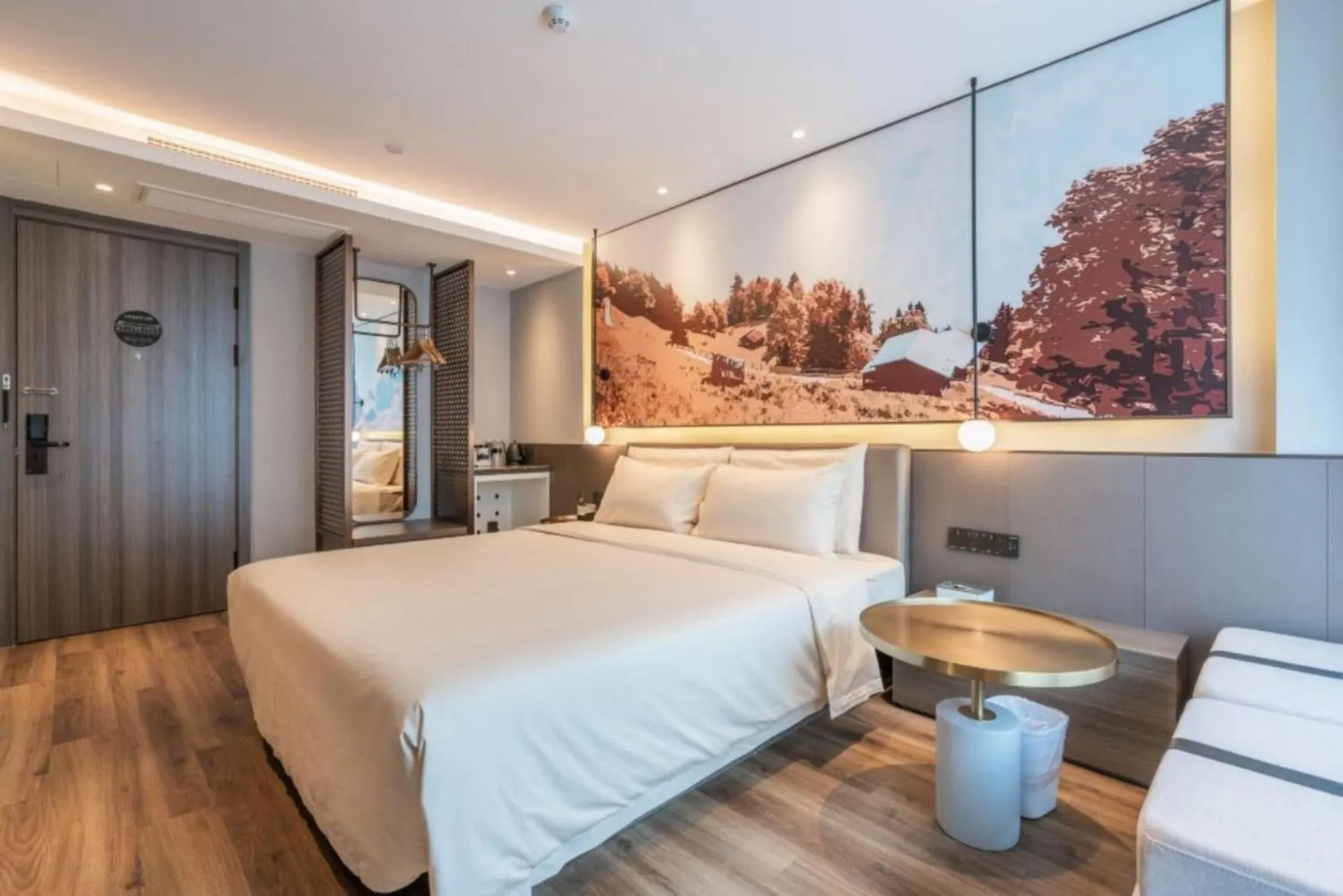 Bed in Atour Light Hotel Shanghai Xinjiangwancheng Fudan University