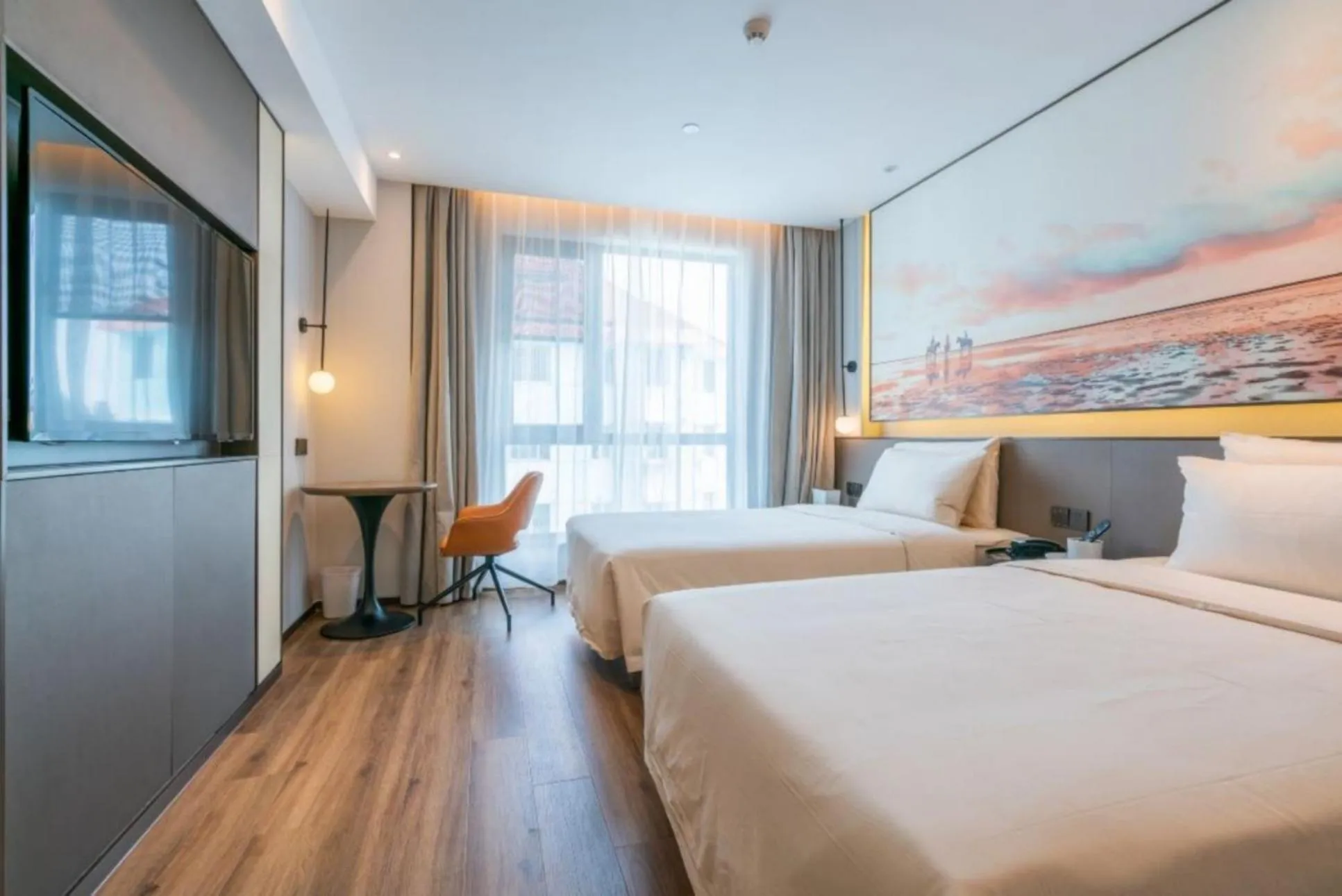 Bed in Atour Light Hotel Shanghai Xinjiangwancheng Fudan University