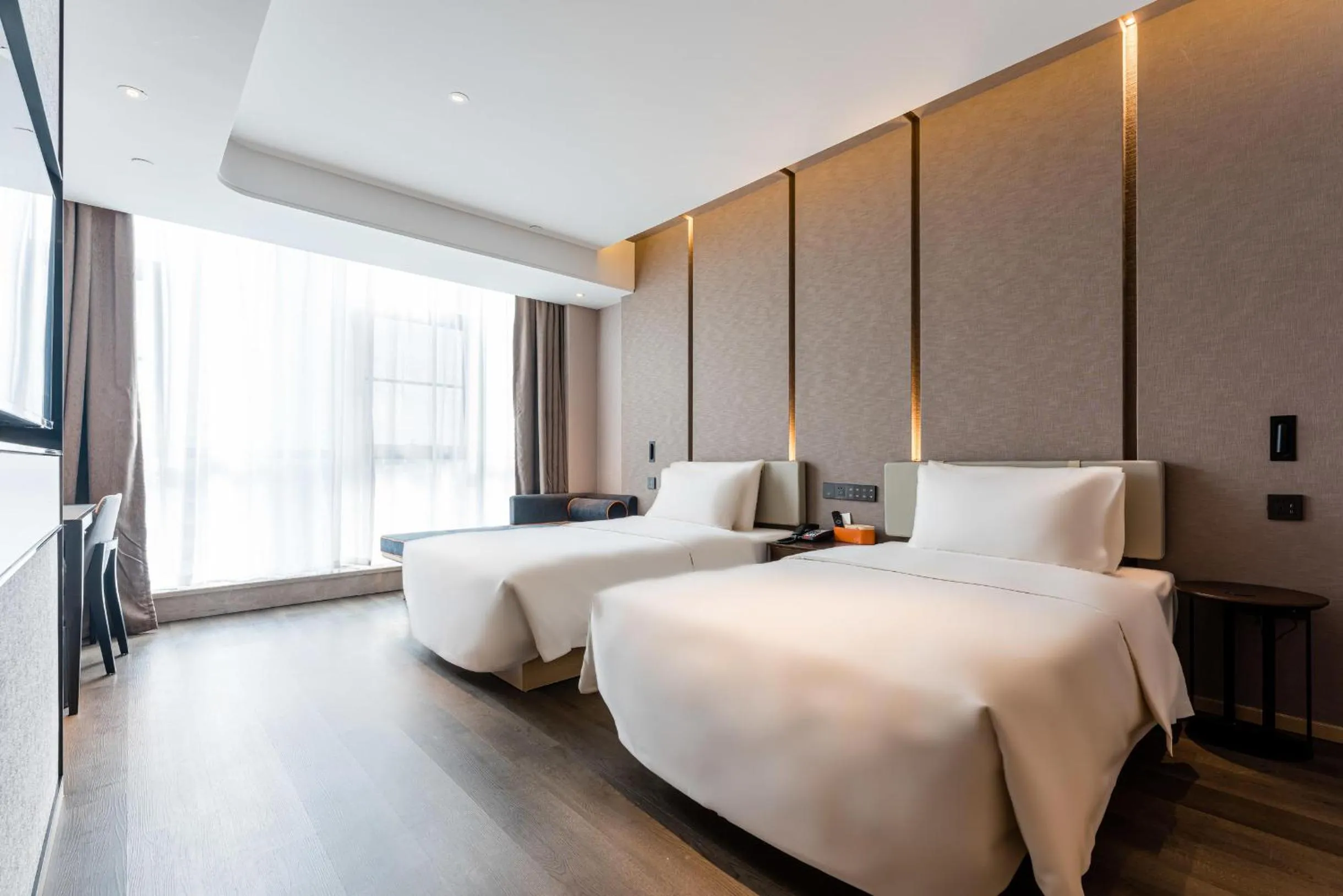 Bed in Atour Hotel Shaoxing Jinghu City Hall Basketball Theme