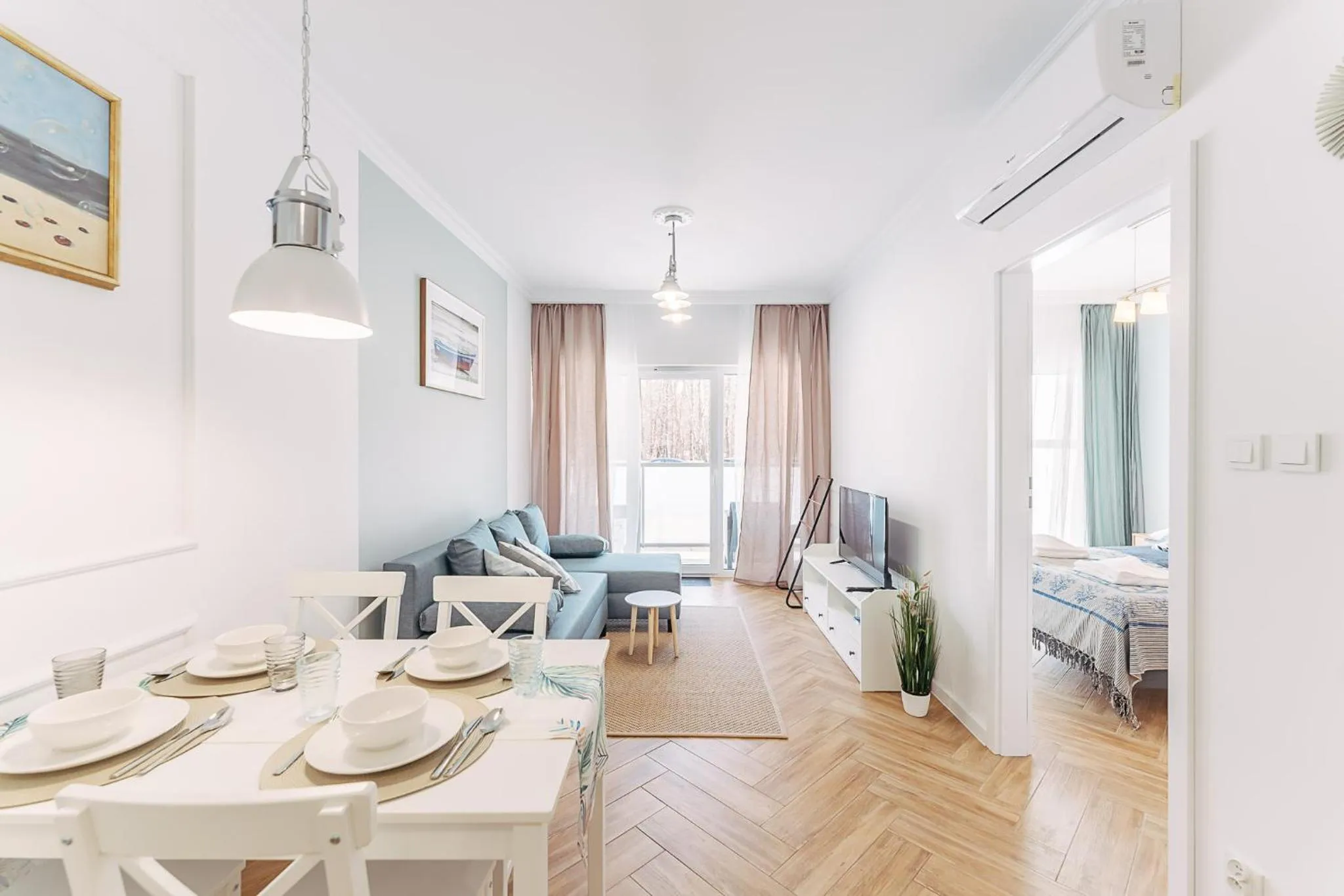 Living room, Bed in Ustronie Apartments 20 m do plaży