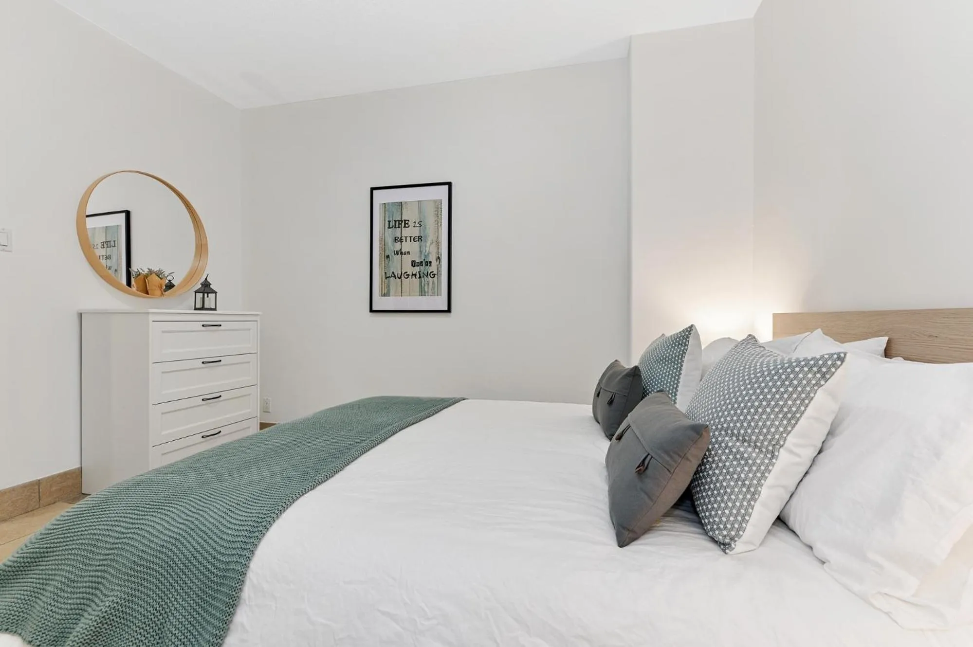 Bed in Baptiste Lake Lodge