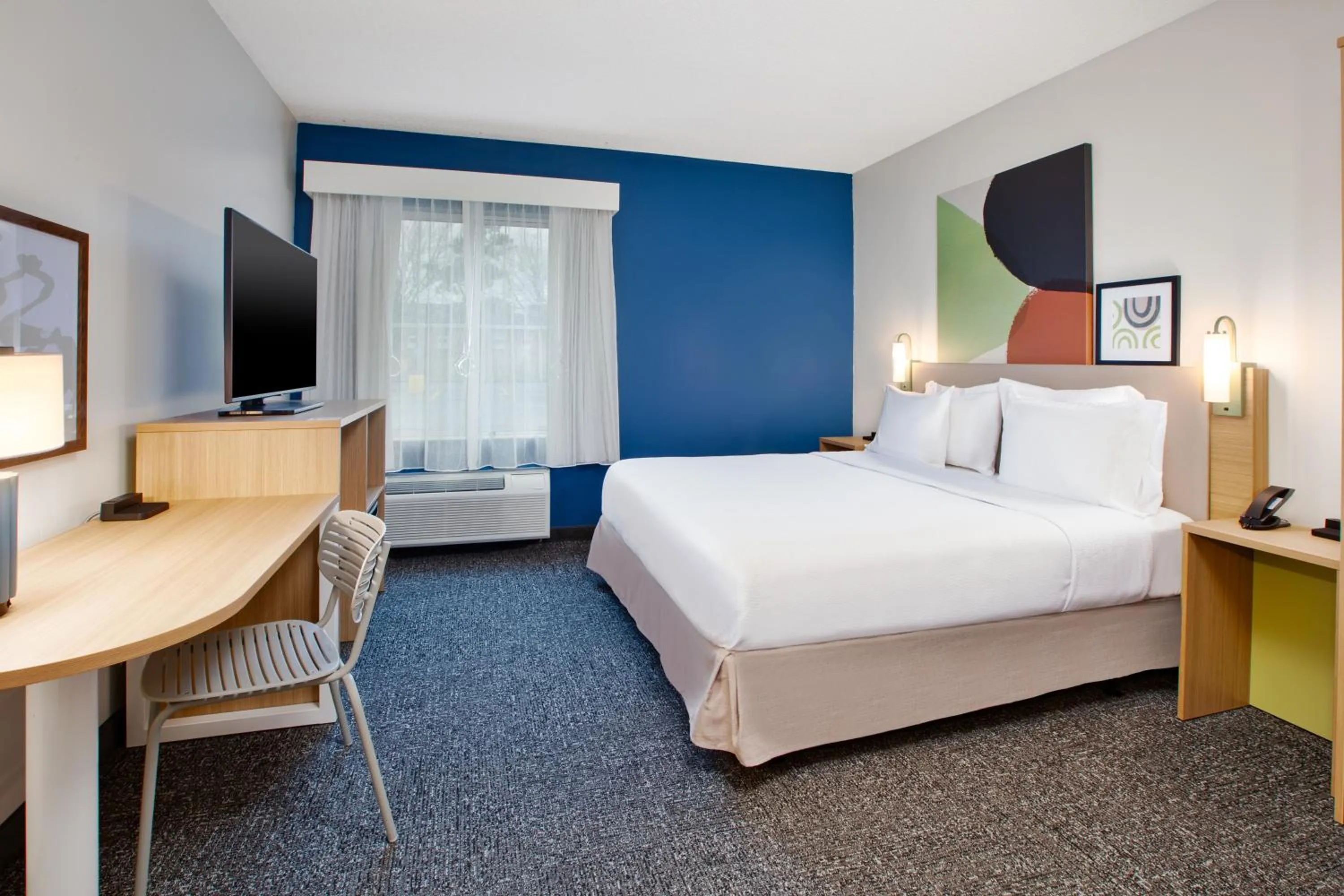 air conditioner, Bed in Spark by Hilton Walker Grand Rapids North