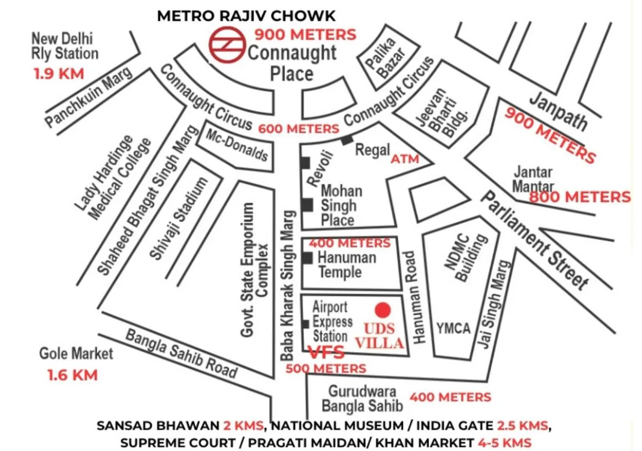 Location in UDS Villa Scandinavian - Next to VFS, Walking to Connaught Place