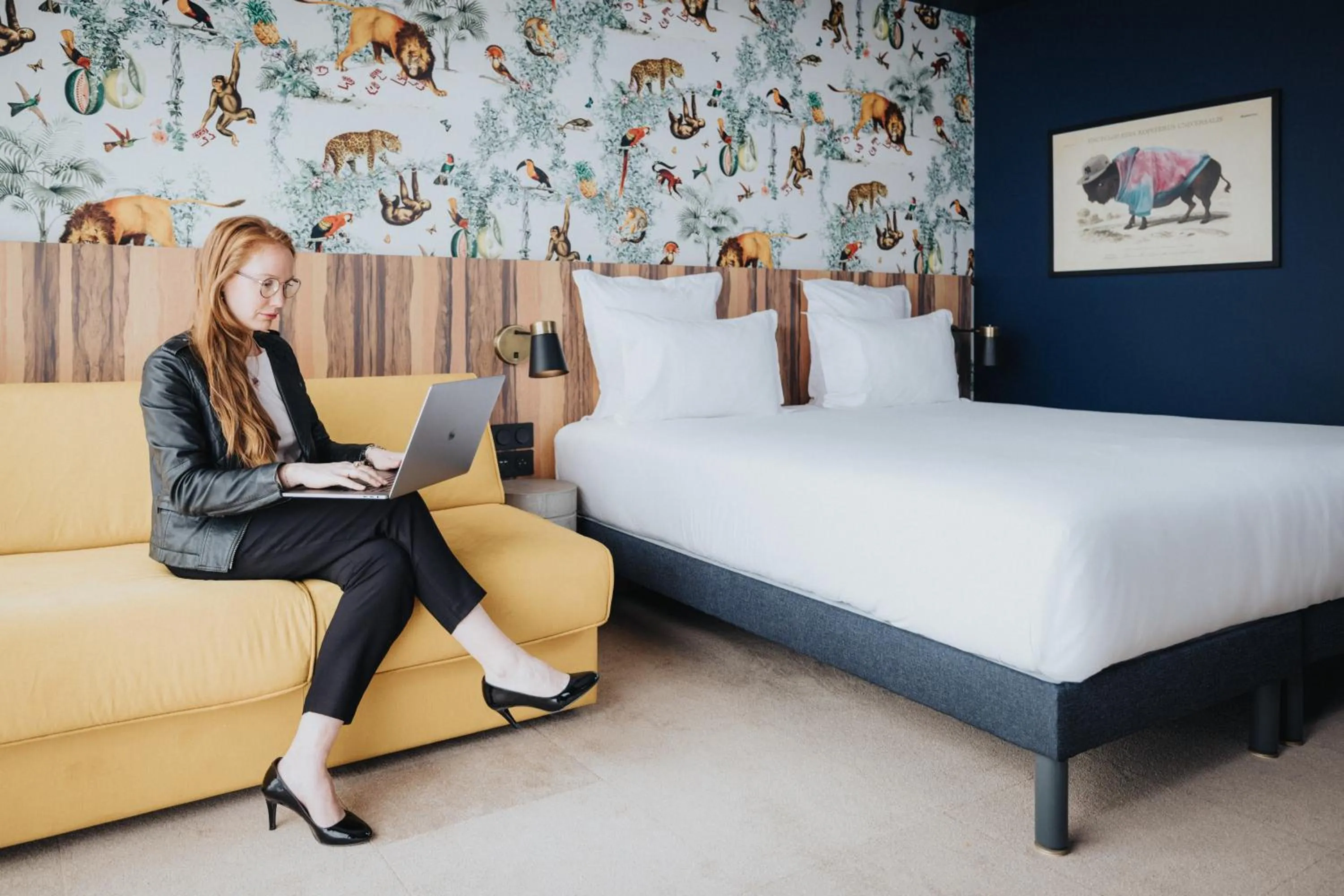 Seating area, Bed in KOPSTER Hotel Residence Paris Ouest Colombes