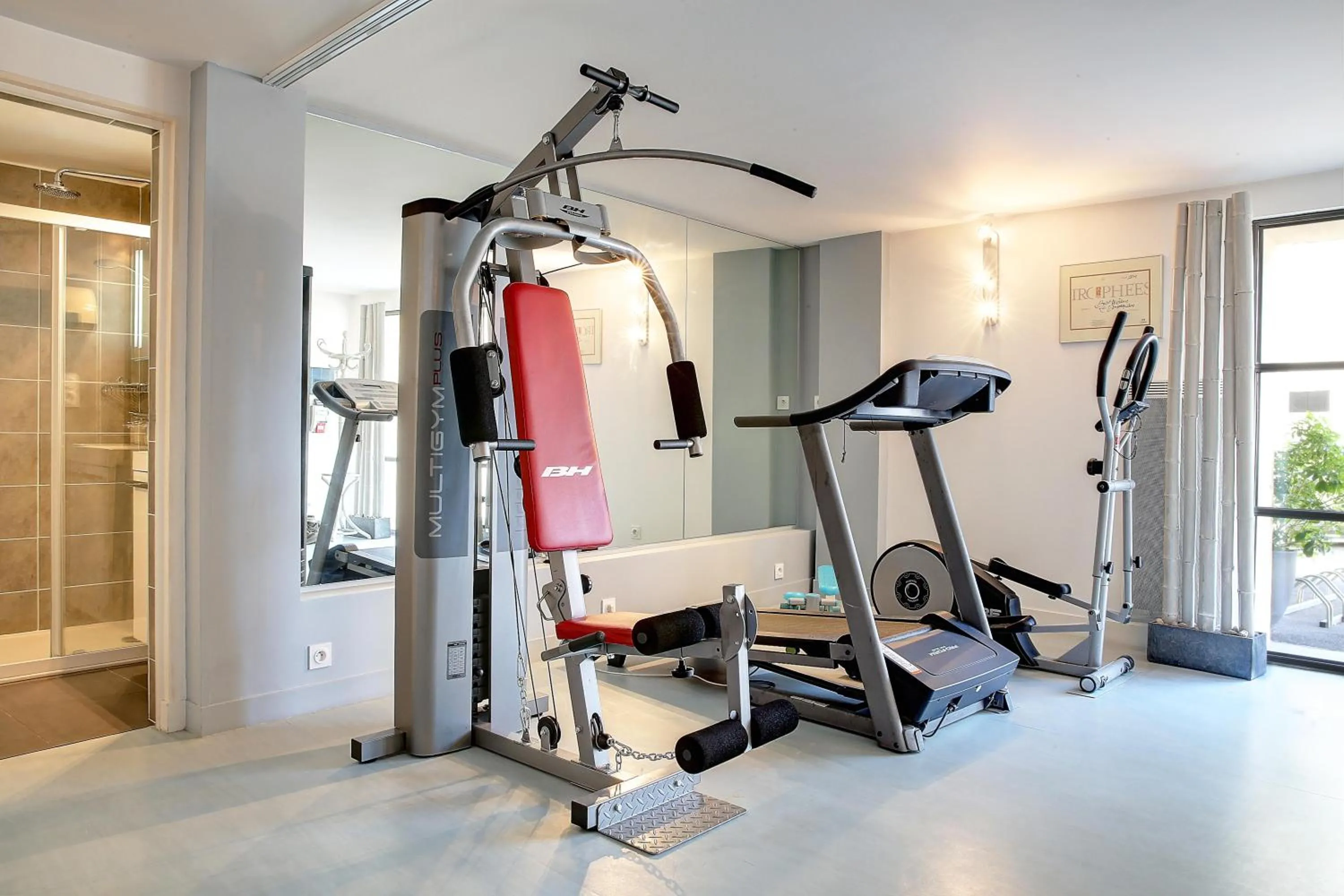 Fitness centre/facilities in Logis Hôtel Restaurant Le Dauphin et Le Spa du Prieuré