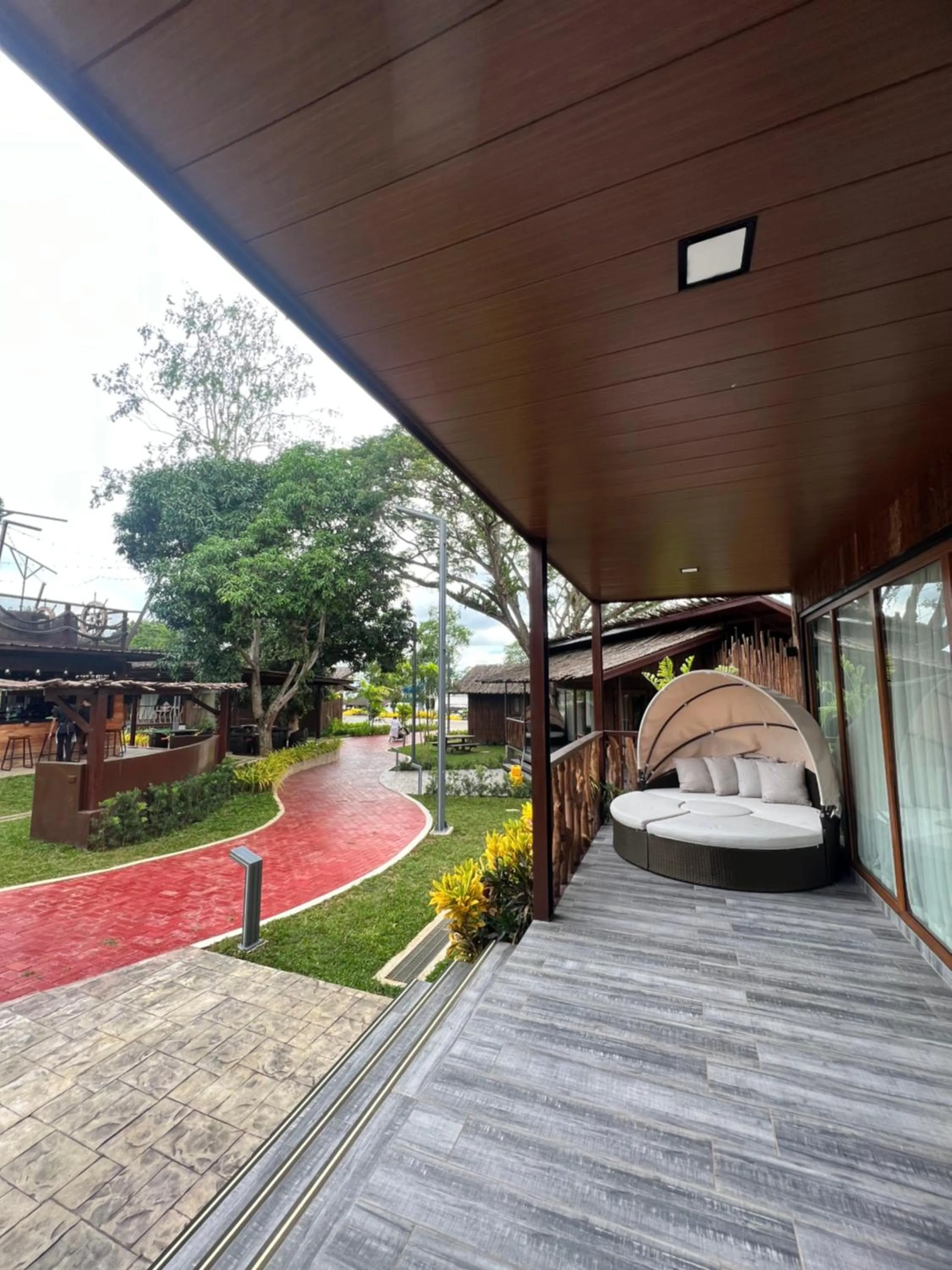 Patio in Crusoe Cabins Costa Azalea