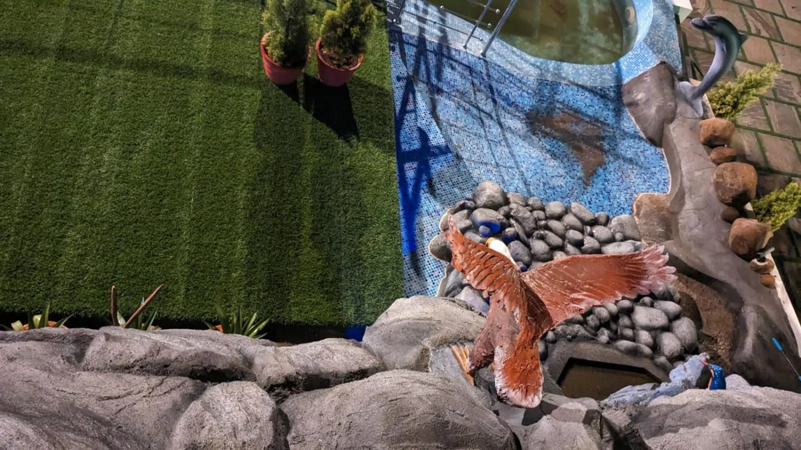 Pool view in Lake Palace Family Resort Kumarakom
