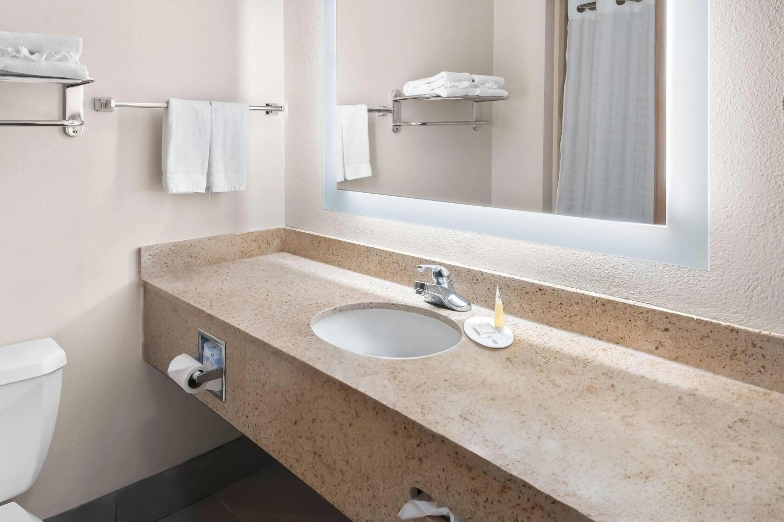 Bathroom in Super 8 by Wyndham Fort Worth Stockyards