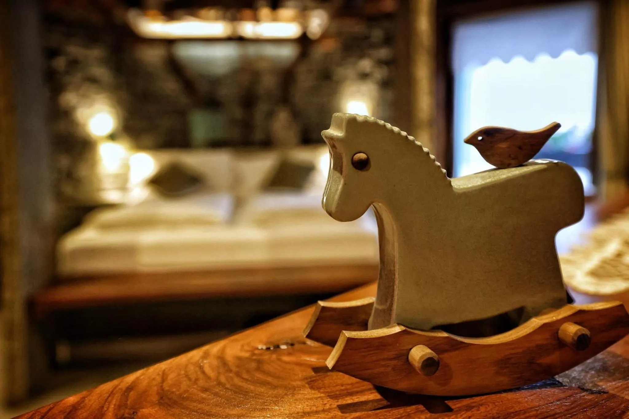 View (from property/room), Bed in Café Quinson Relais de Charme