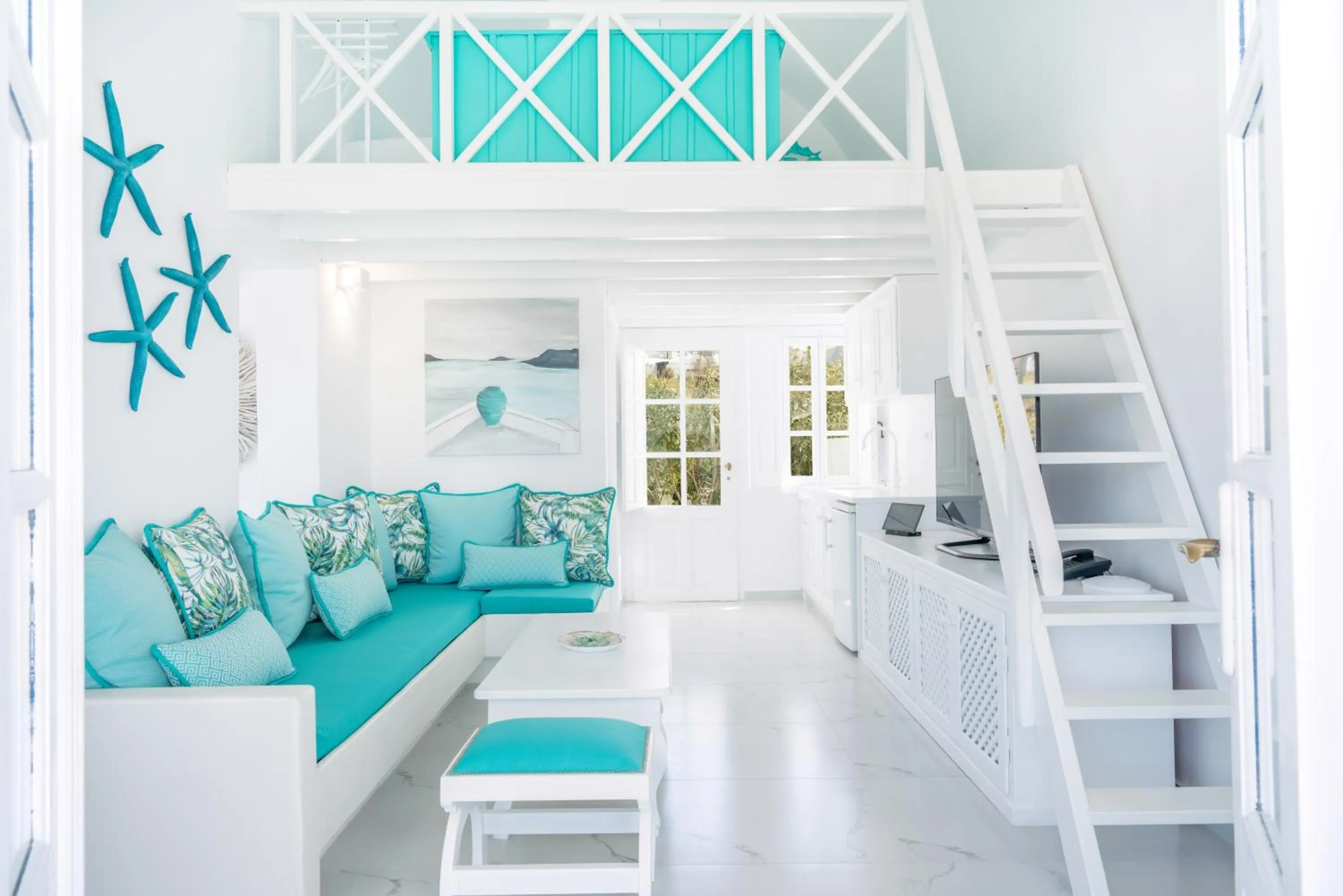 Living room in Oia Sunset Villas