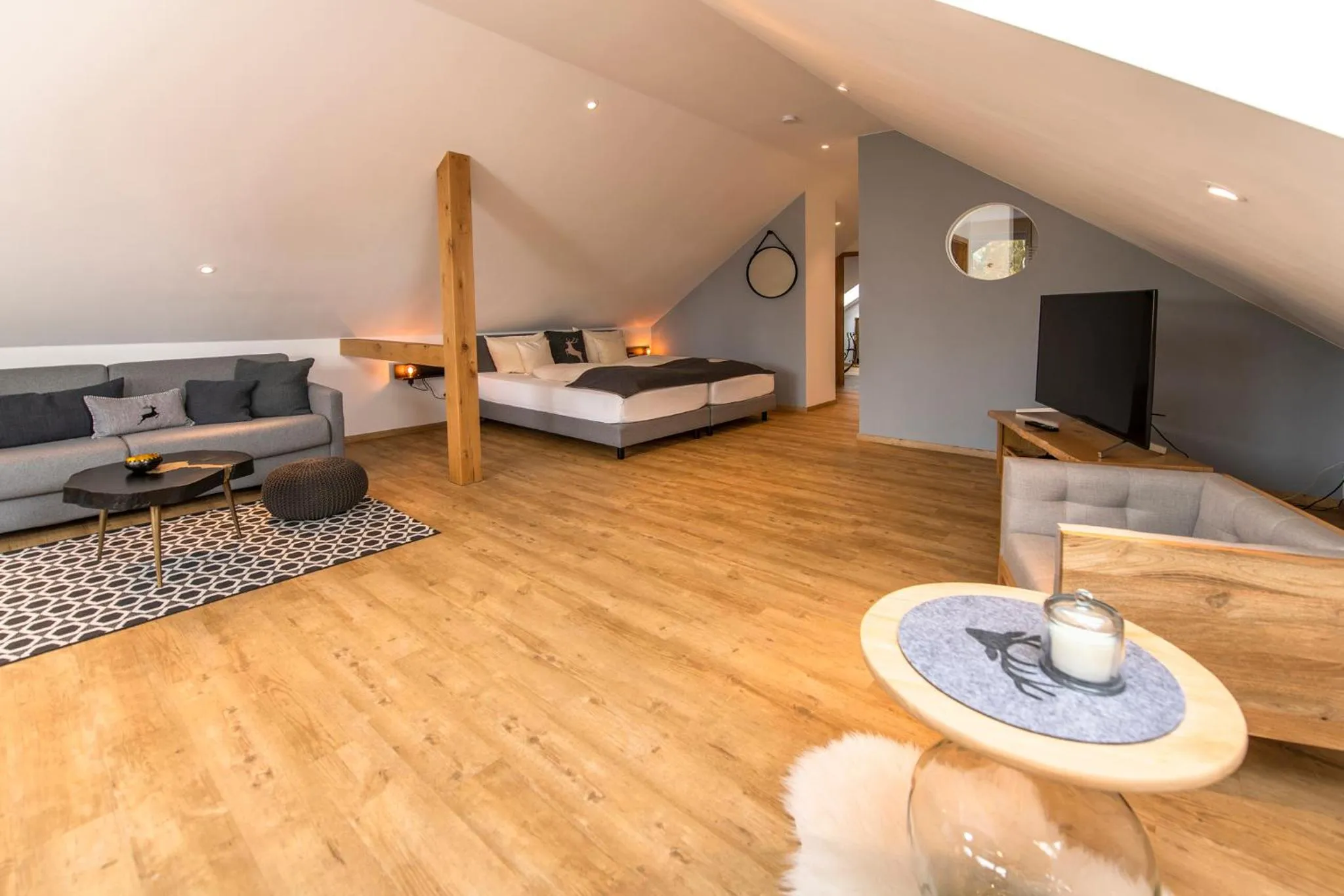 Seating area, Bed in Landhotel Lindenhof