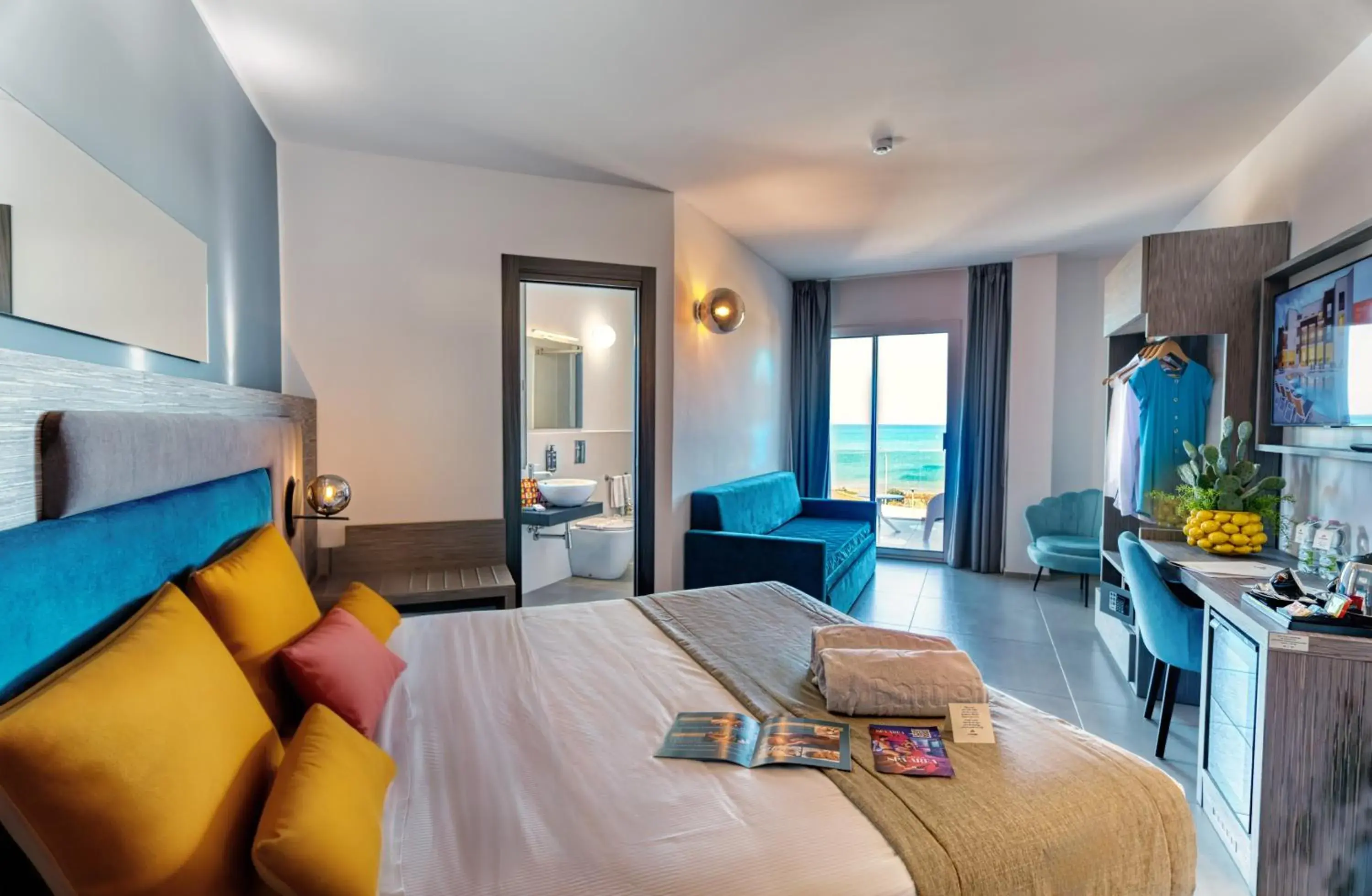 Deluxe Double Room with Terrace and Sea View in Resort La Battigia Beach & Spa Deluxe Double Room with Terrace and Sea View in Resort La Battigia Beach & Spa