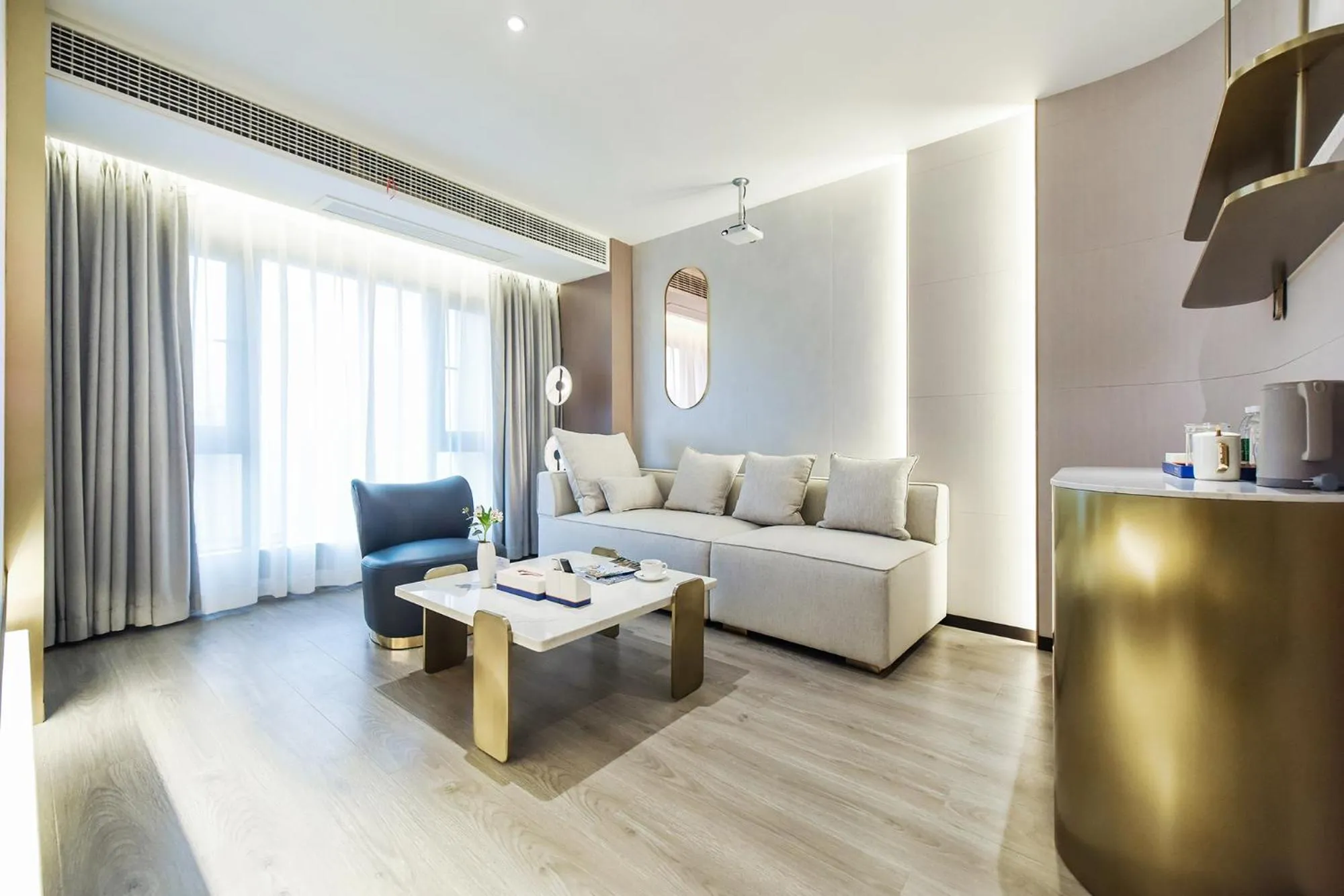 Living room in Kuanrong Suites Hotel Liangjiang love sea shopping park