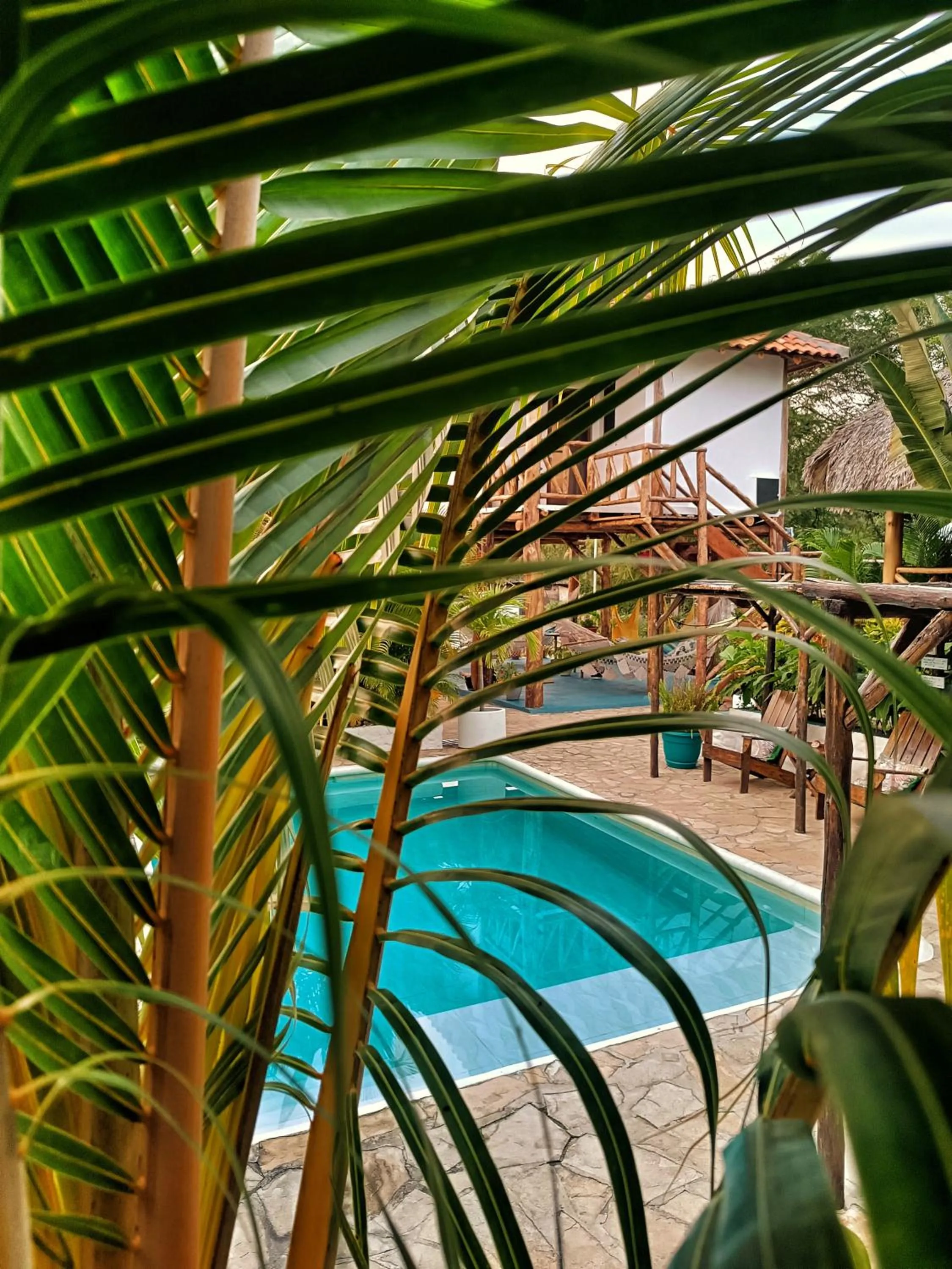 Pool view in Hotel Cabañas Puesta del Sol