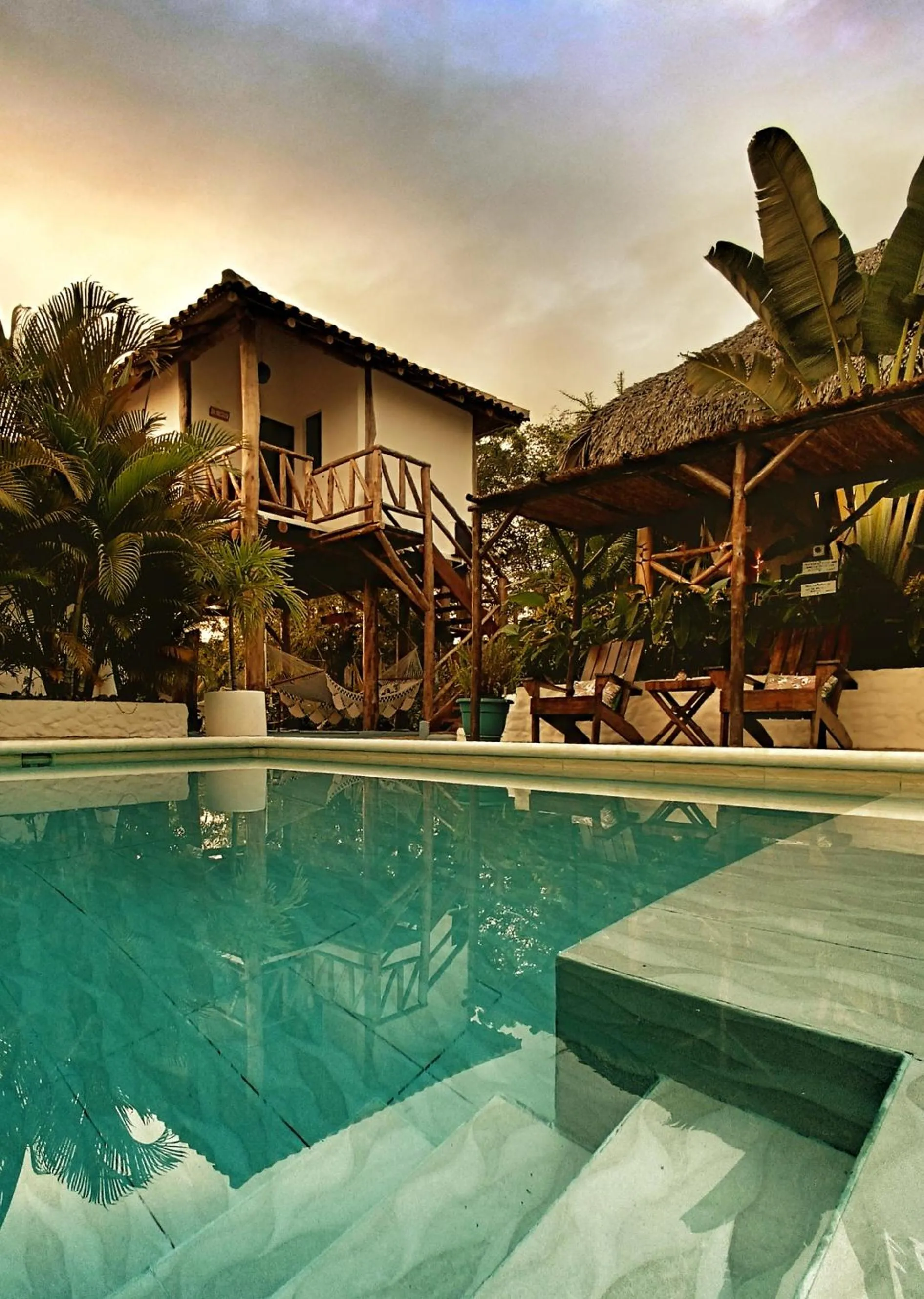 Pool view in Hotel Cabañas Puesta del Sol
