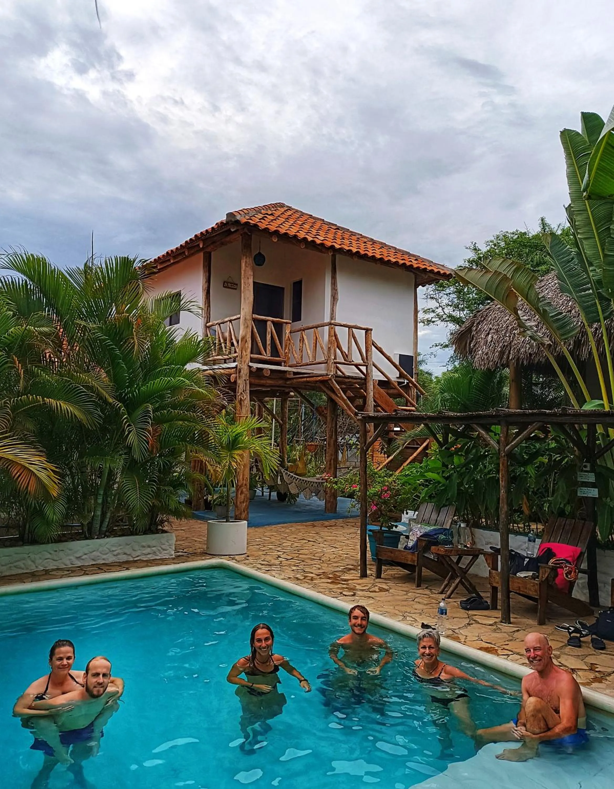 Pool view in Hotel Cabañas Puesta del Sol