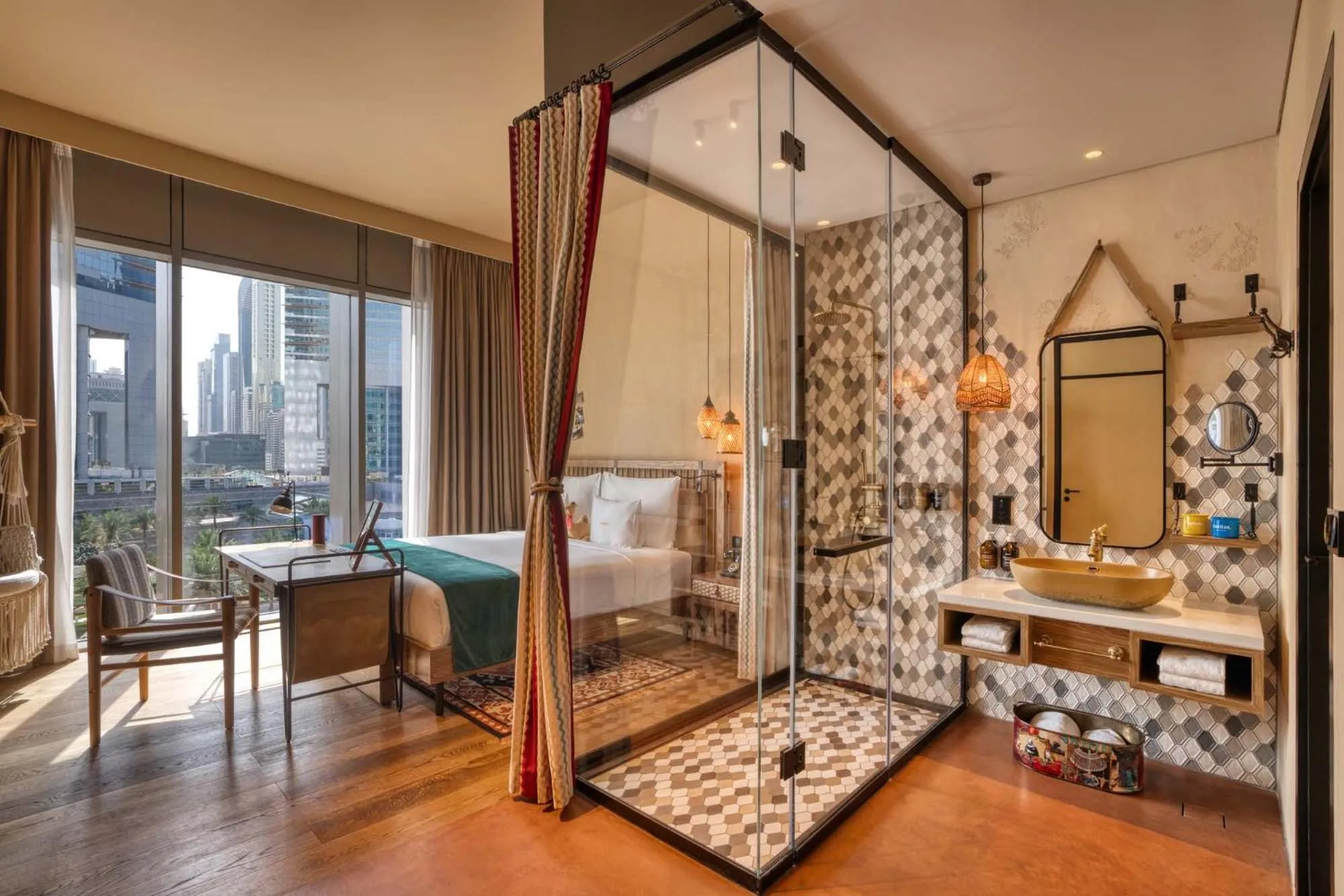 Bathroom, Bed in 25hours Hotel Dubai One Central