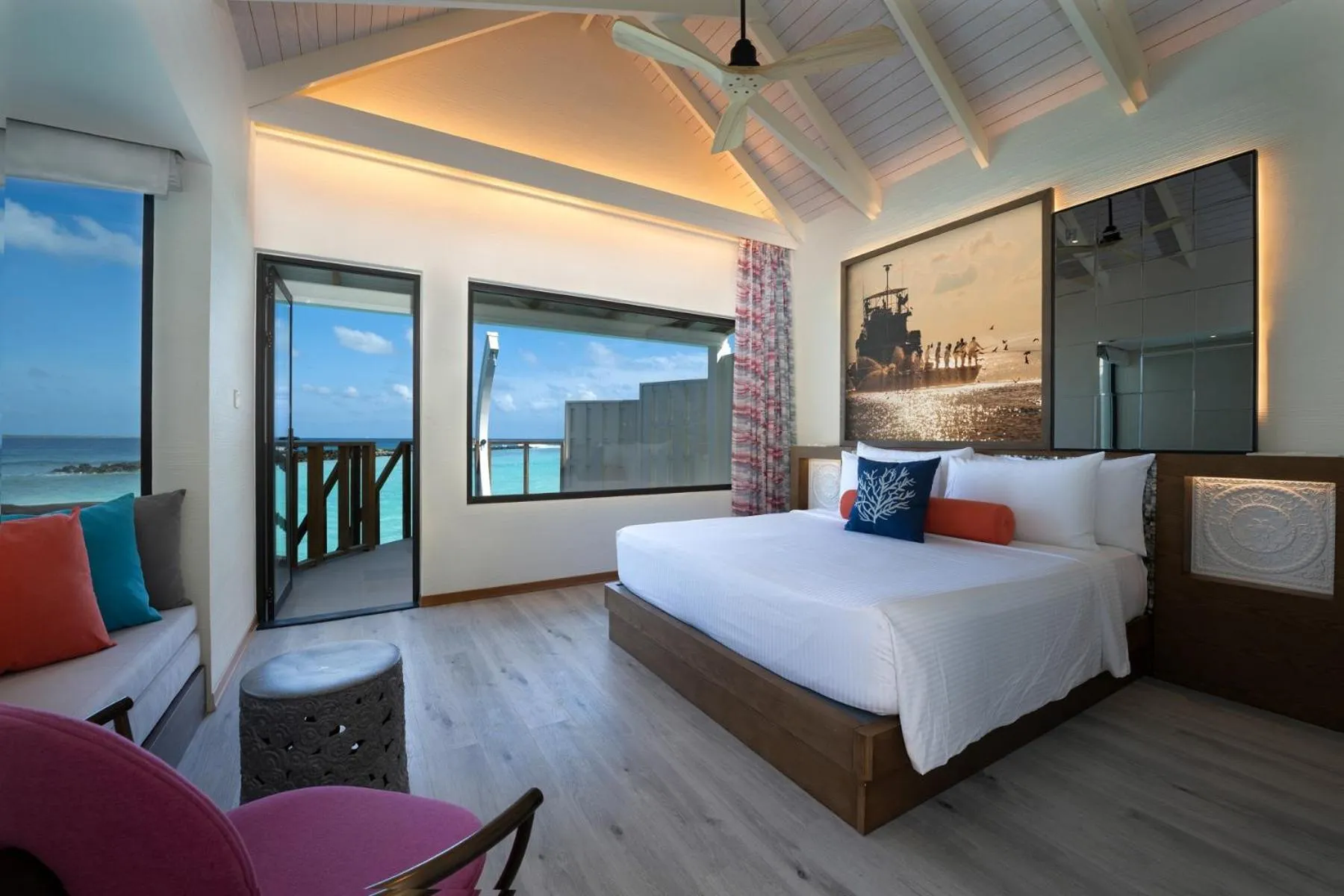 Sea view, Bed in OBLU XPERIENCE Ailafushi - All Inclusive with Free Transfers