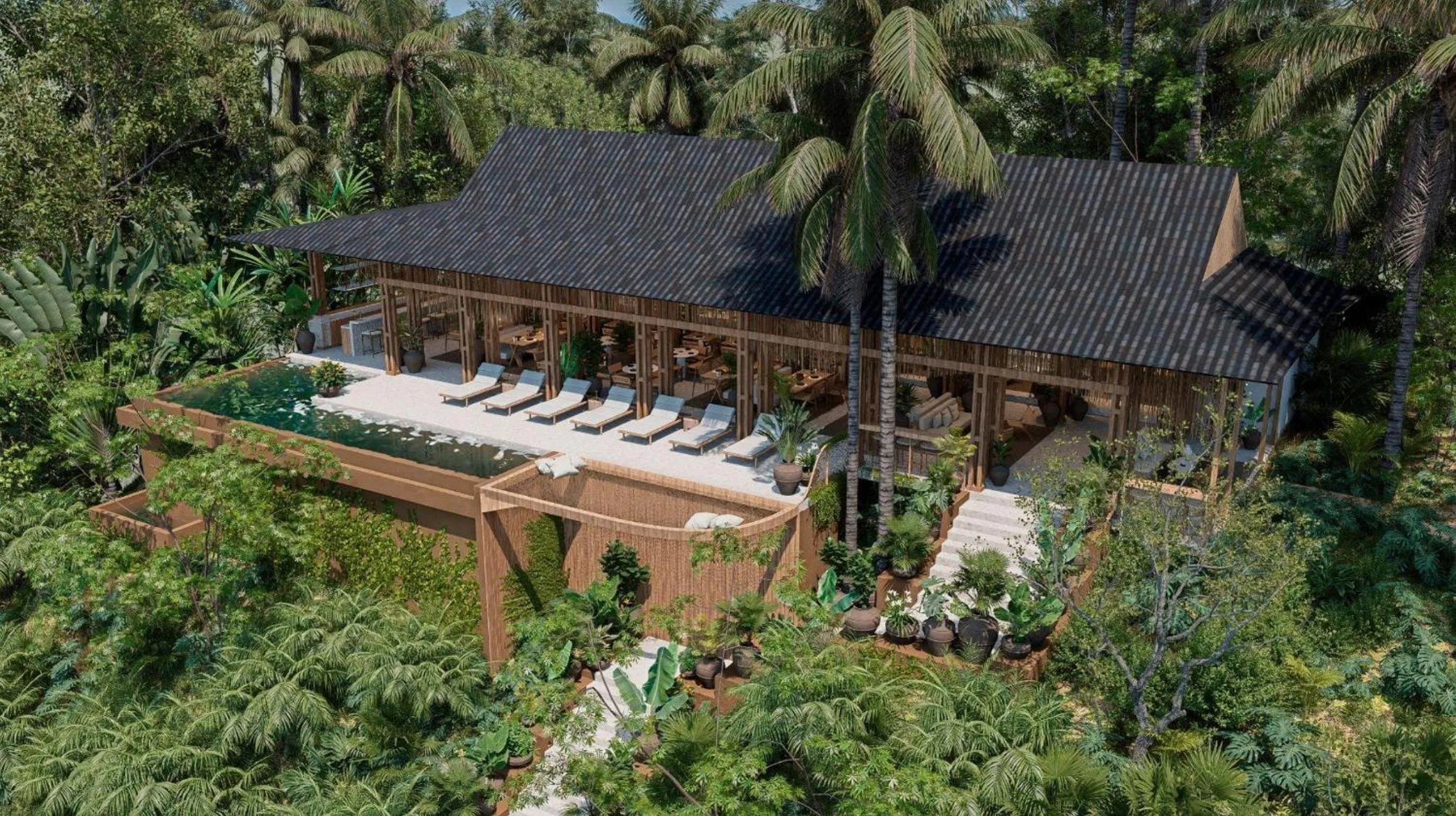 Swimming pool in Tiki Villas Rainforest Lodge - Adults Only