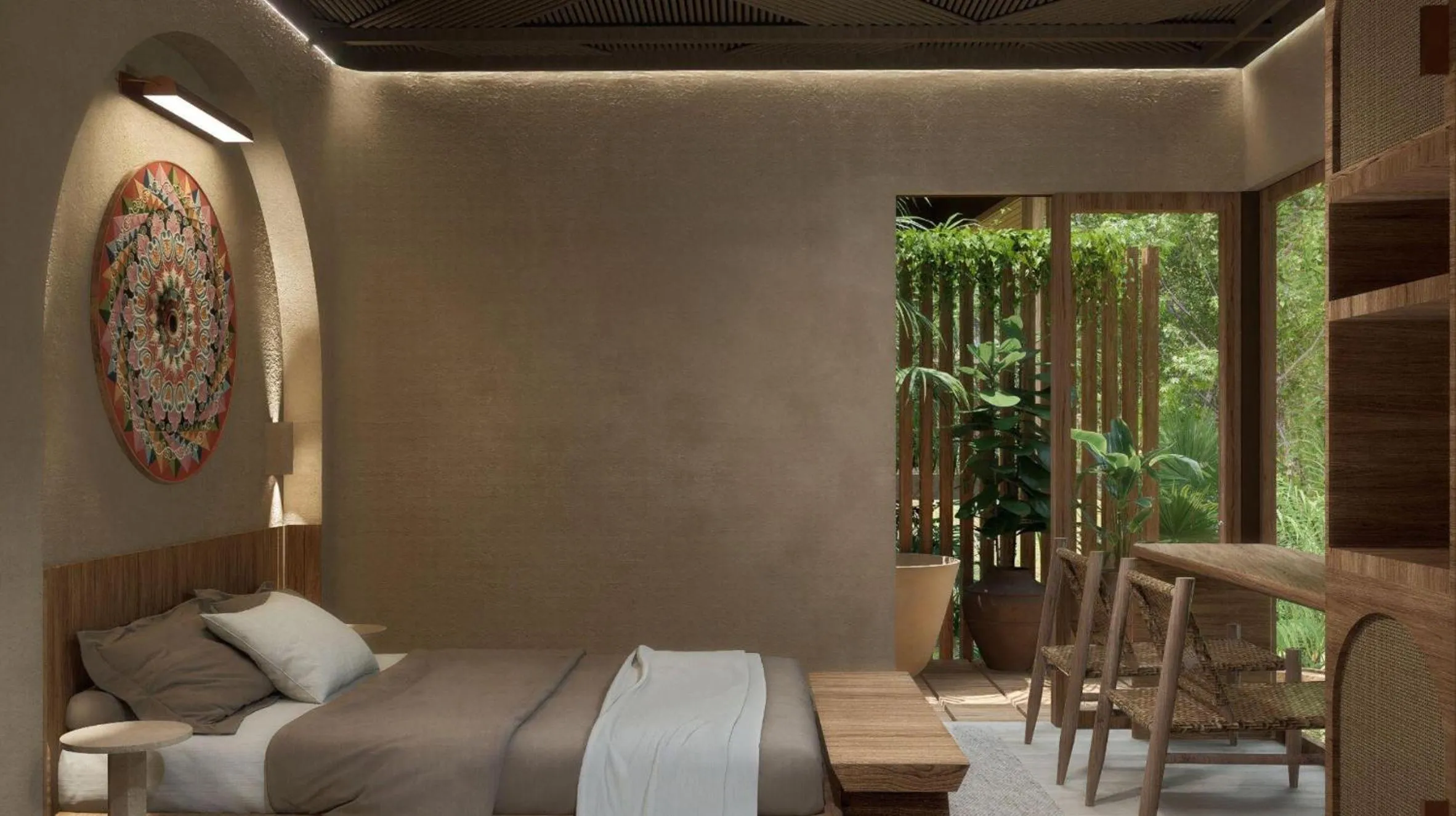 Bedroom, Bed in Tiki Villas Rainforest Lodge - Adults Only