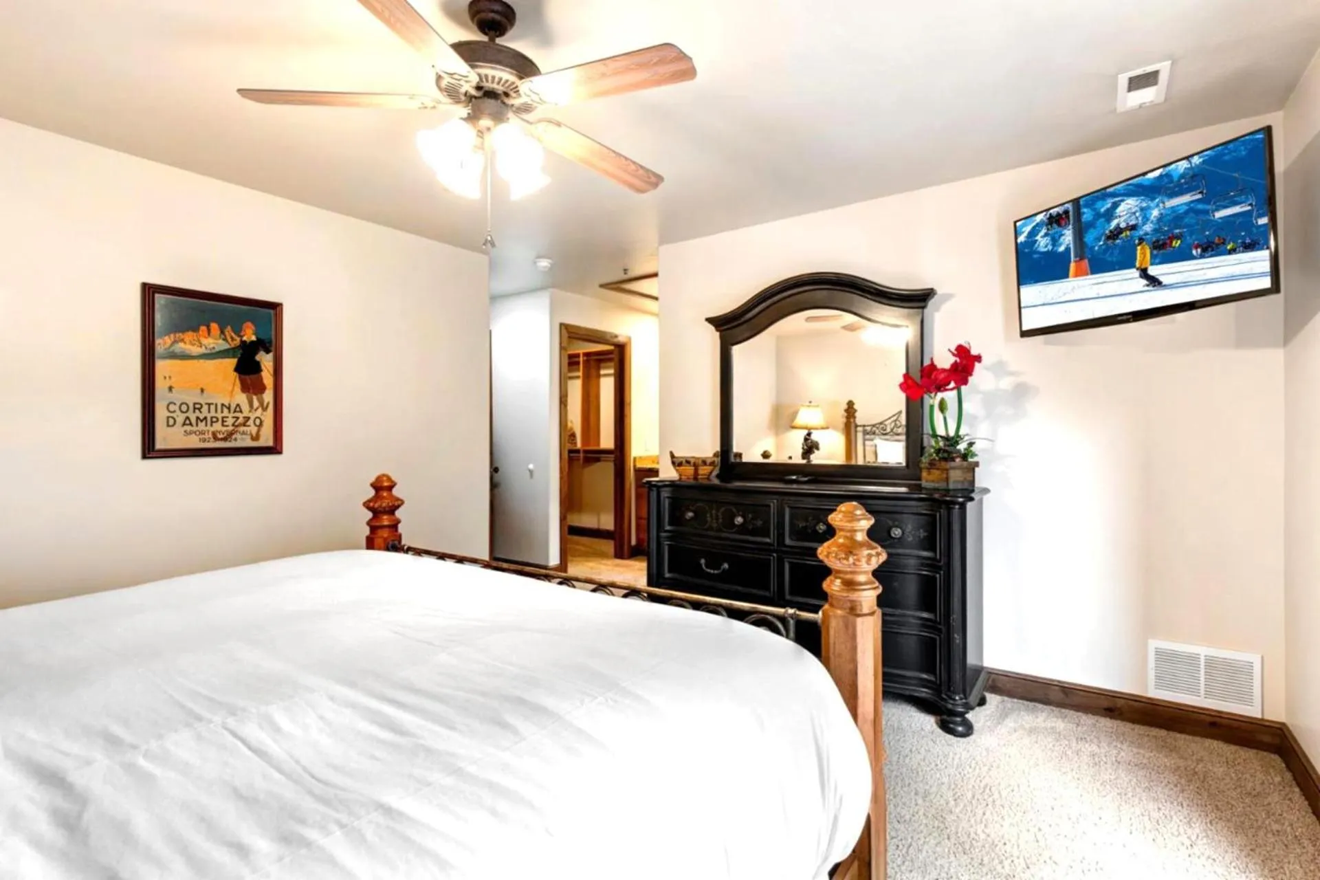 Bedroom, Bed in KBM Resorts Walk to Lifts and Main St Rent 1416 and 1418 Townhomes together Pri Hot tub PPS-1418
