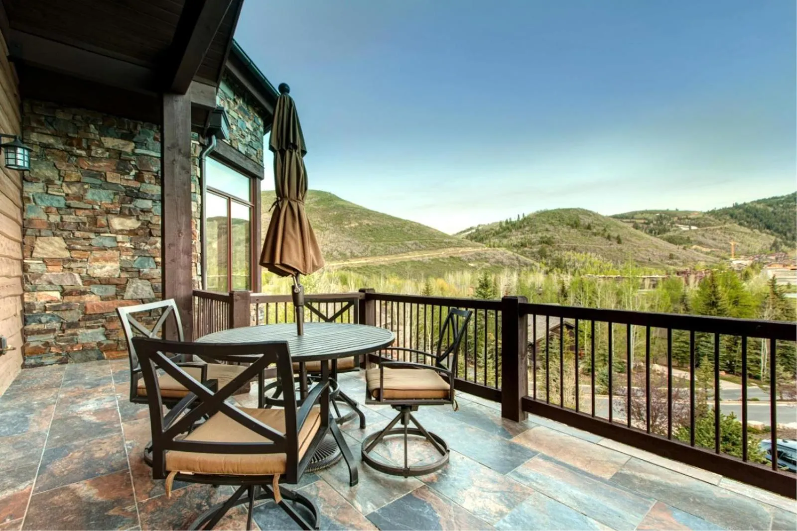 Patio in KBM Resorts Elegant Deer Valley Private Home Breathtaking views Elevator Gourmet Kitchen Hot Tub Gym PSD-2071