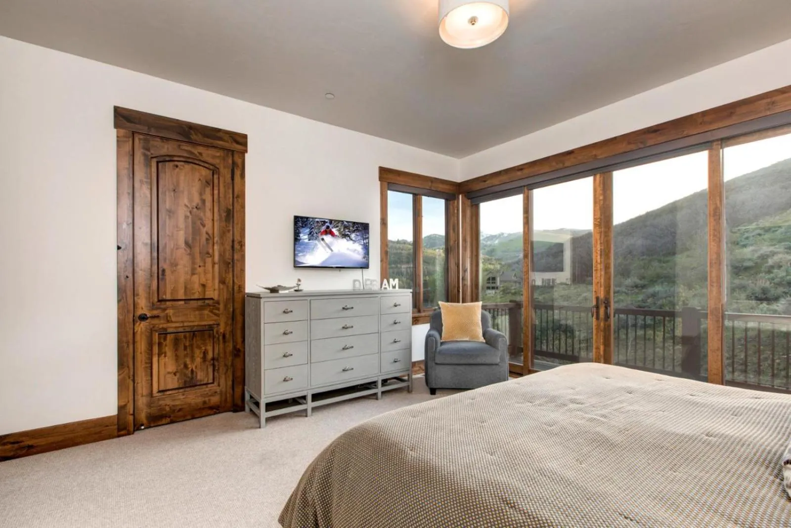 Bedroom, Bed in KBM Resorts Elegant Deer Valley Private Home Breathtaking views Elevator Gourmet Kitchen Hot Tub Gym PSD-2071