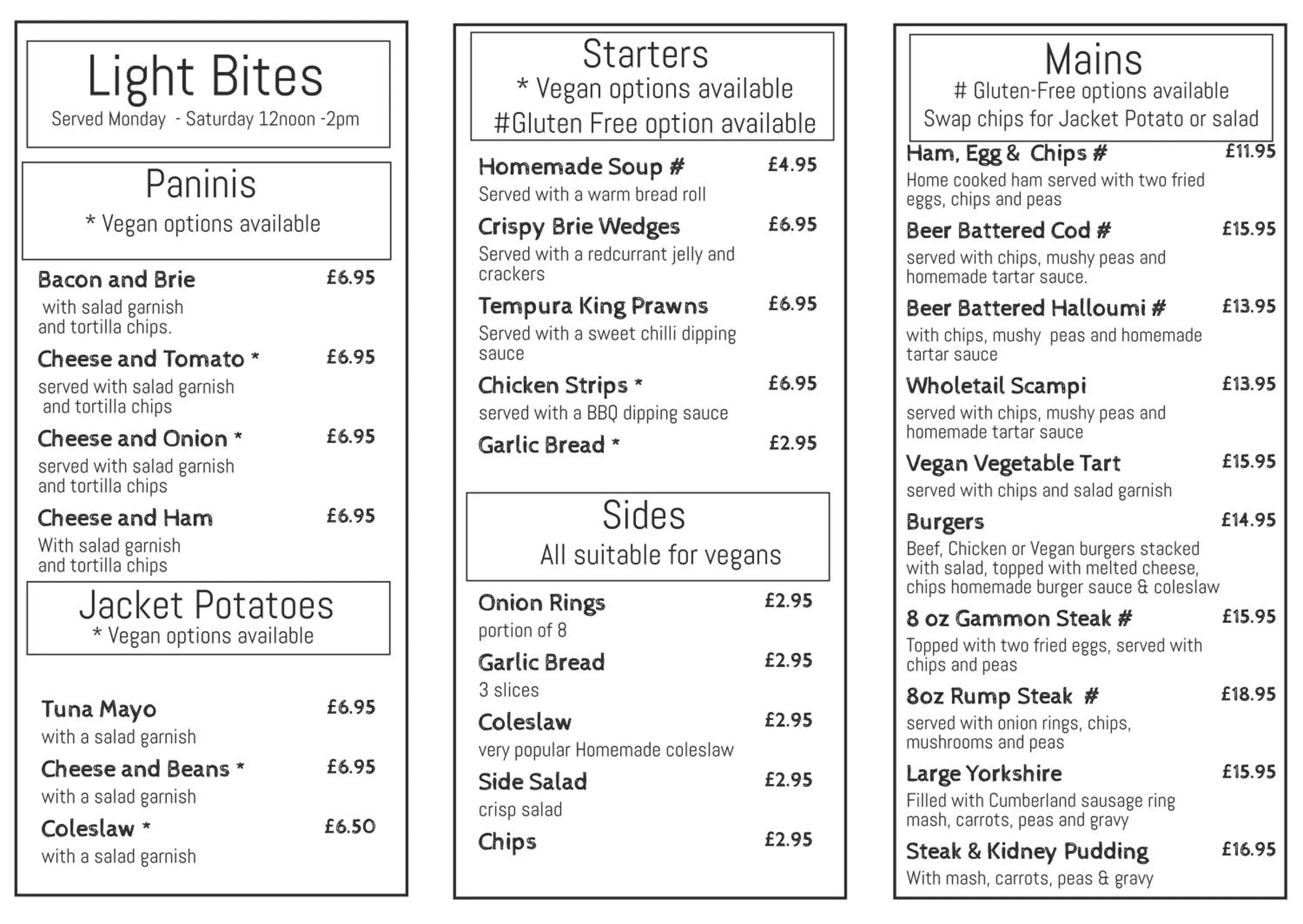 Restaurant/places to eat in The Queen Victoria