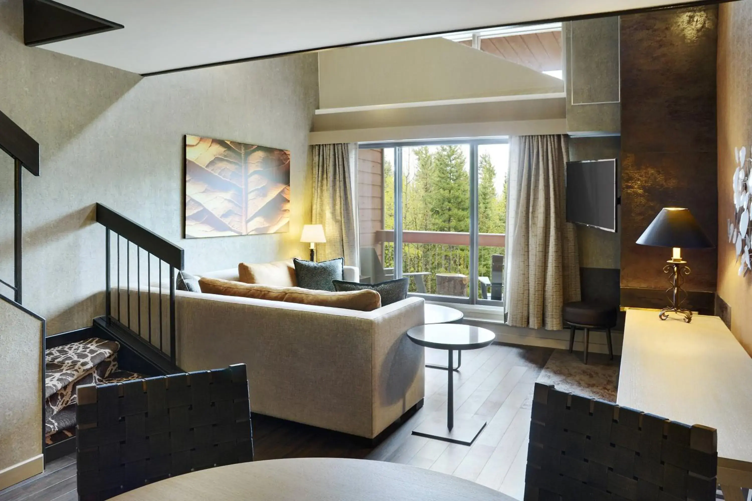 Loft Room with Two Queen Beds and Sofa bed with Balcony in Kananaskis Mountain Lodge, Autograph Collection Loft Room with Two Queen Beds and Sofa bed with Balcony in Kananaskis Mountain Lodge, Autograph Collection