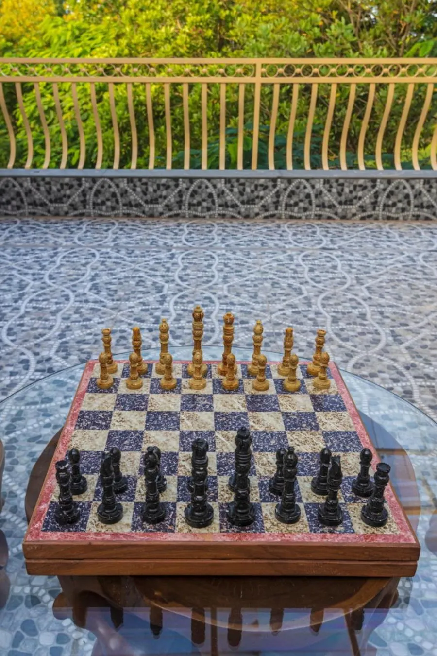 Day in SaffronStays Aura - 4BR luxury pool villa with gym, BBQ deck, lawns & indoor games near Kihim Beach