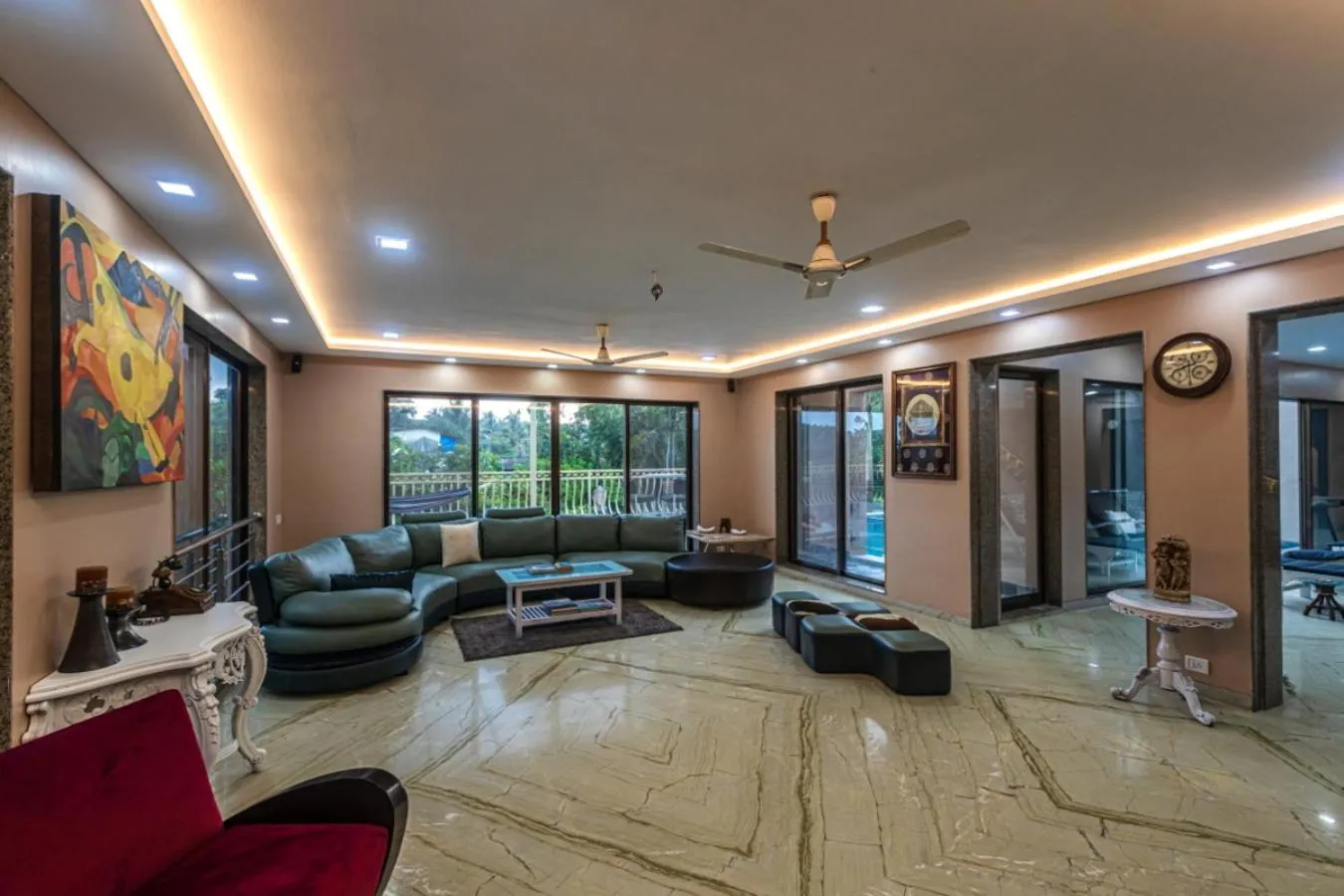 TV and multimedia in SaffronStays Aura - 4BR luxury pool villa with gym, BBQ deck, lawns & indoor games near Kihim Beach