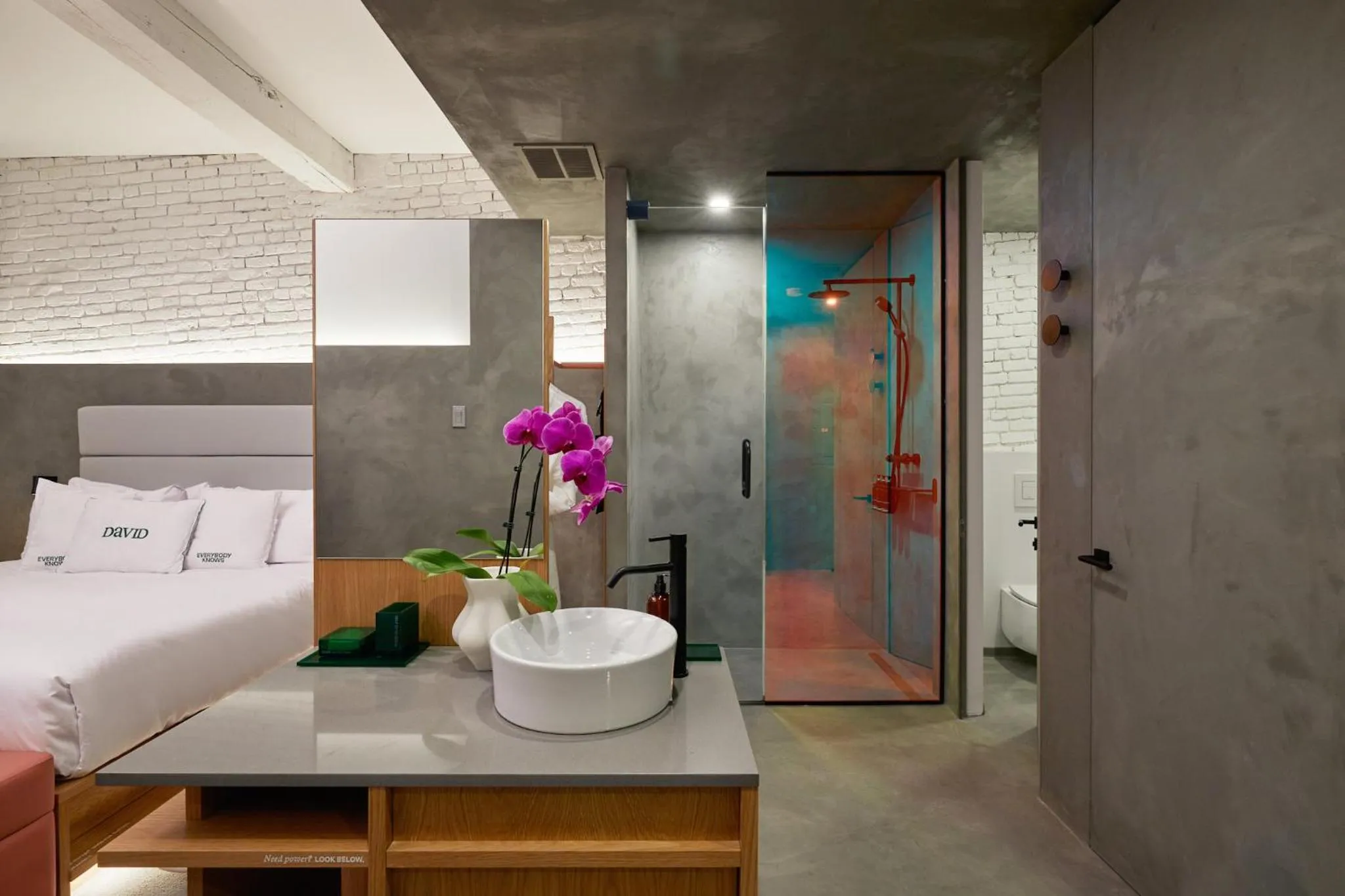 Bathroom, Bed in David Hotel