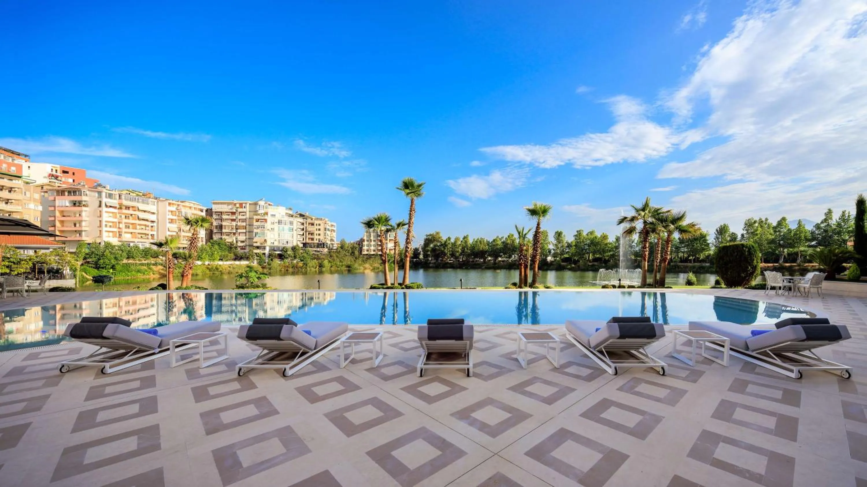 Pool view in Radisson Collection Morina Hotel, Tirana