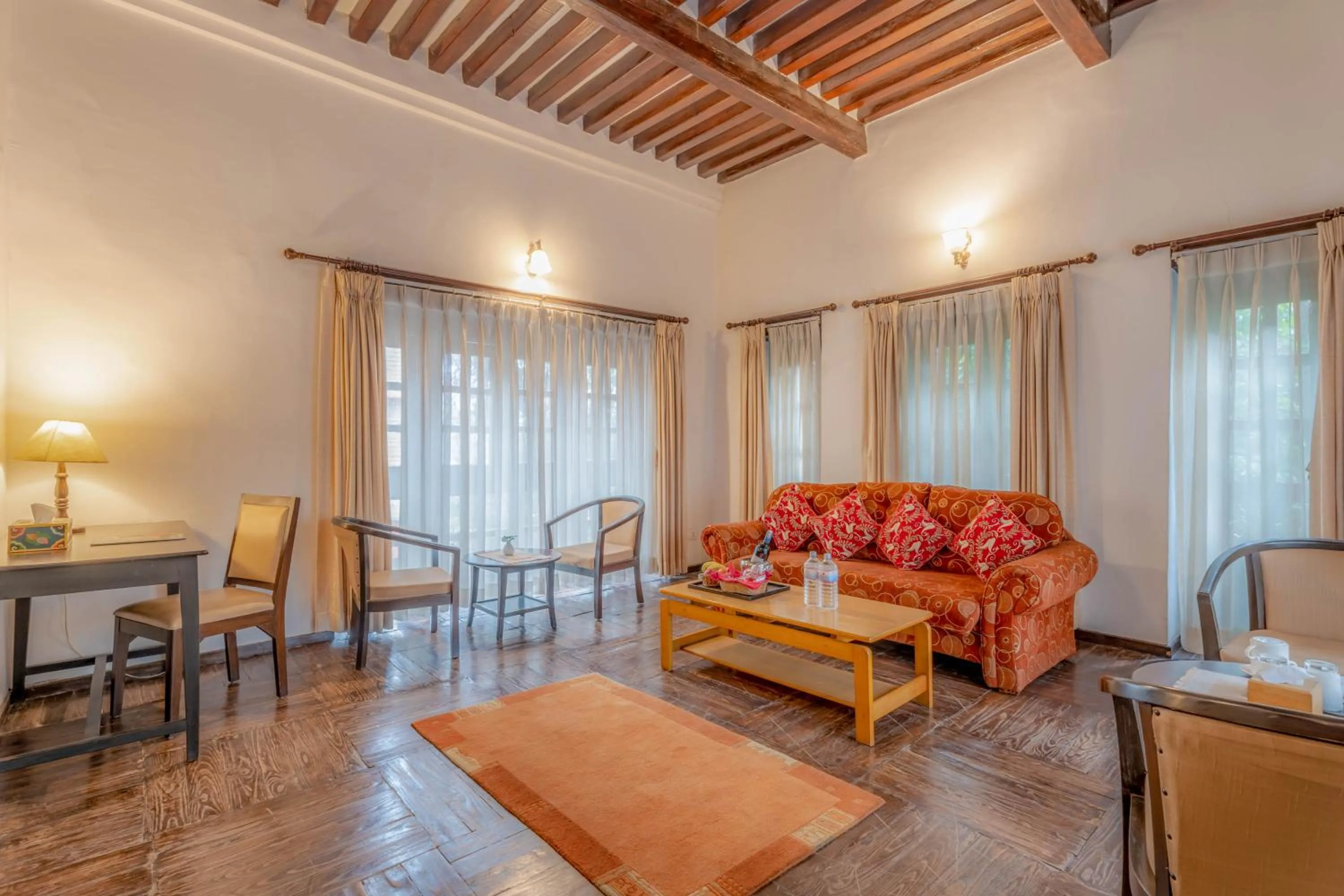 Seating area in Hukum Darbar Restaurant & Hotel