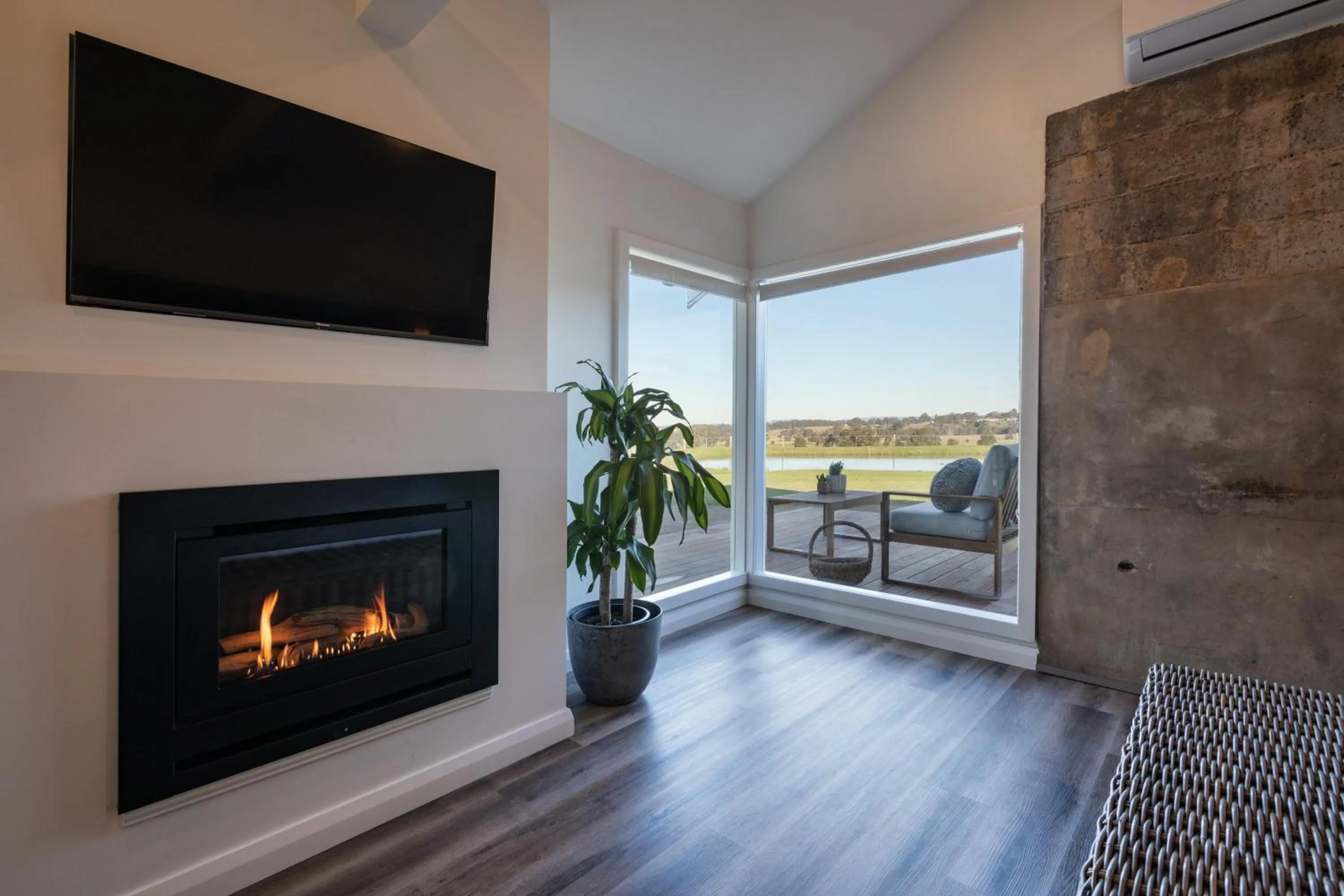 fireplace in Pokolbin Farm Stay