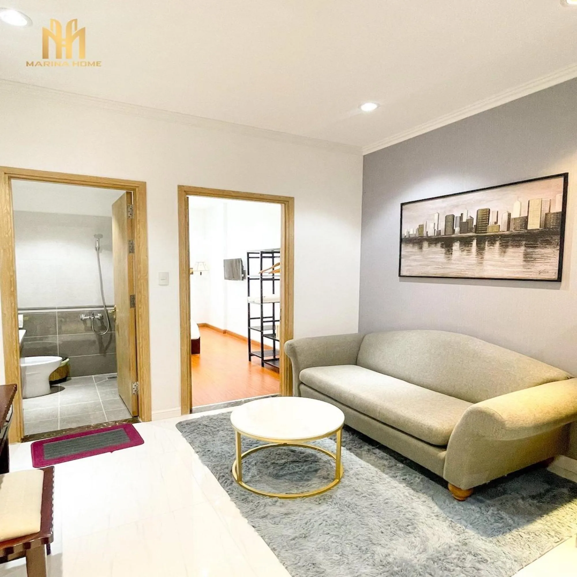 Living room, Bed in Căn hộ Khách sạn cao cấp Marina Long Xuyên