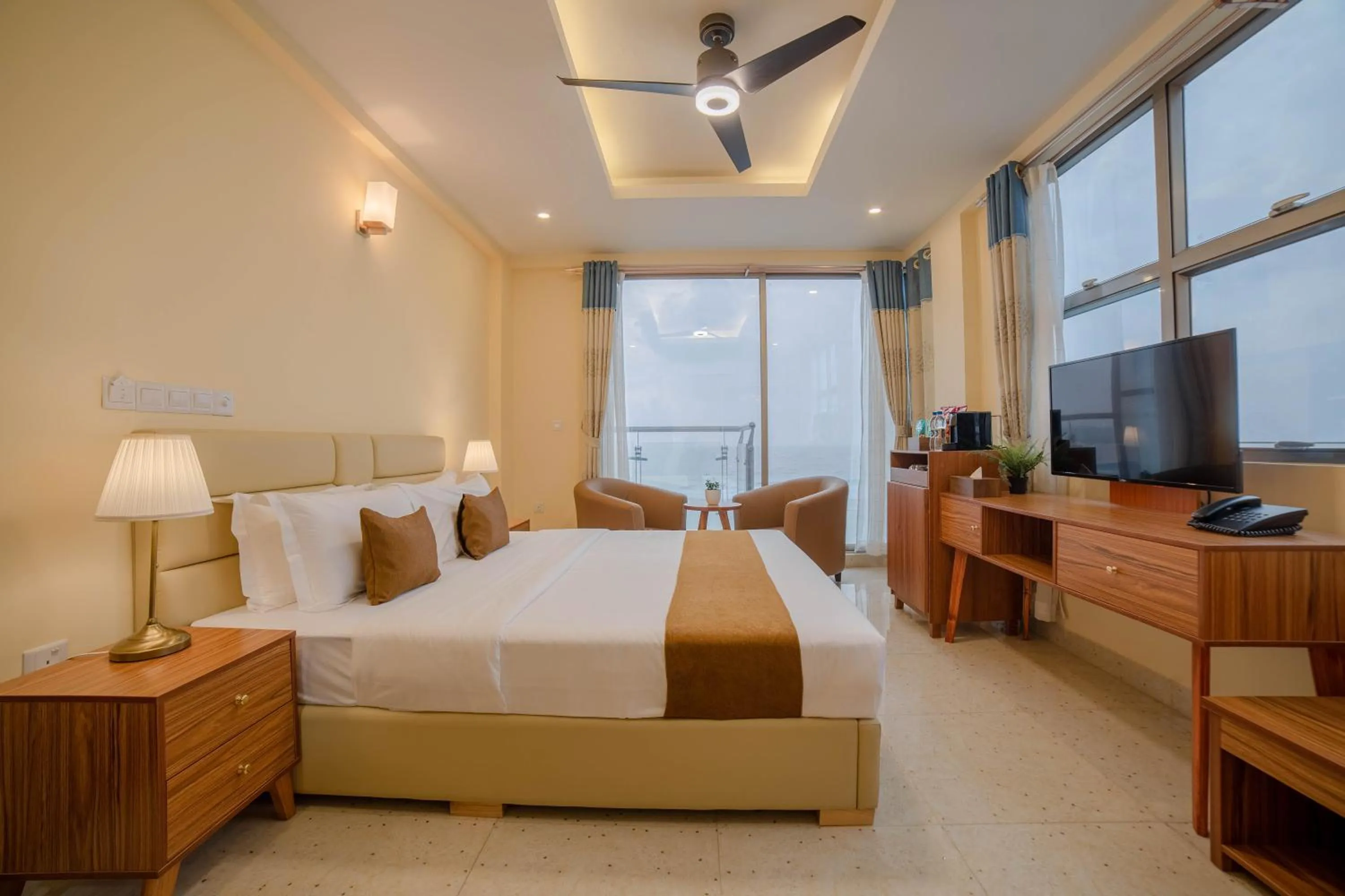 View (from property/room), Bed in Amber Beach Hotel at Hulhumale