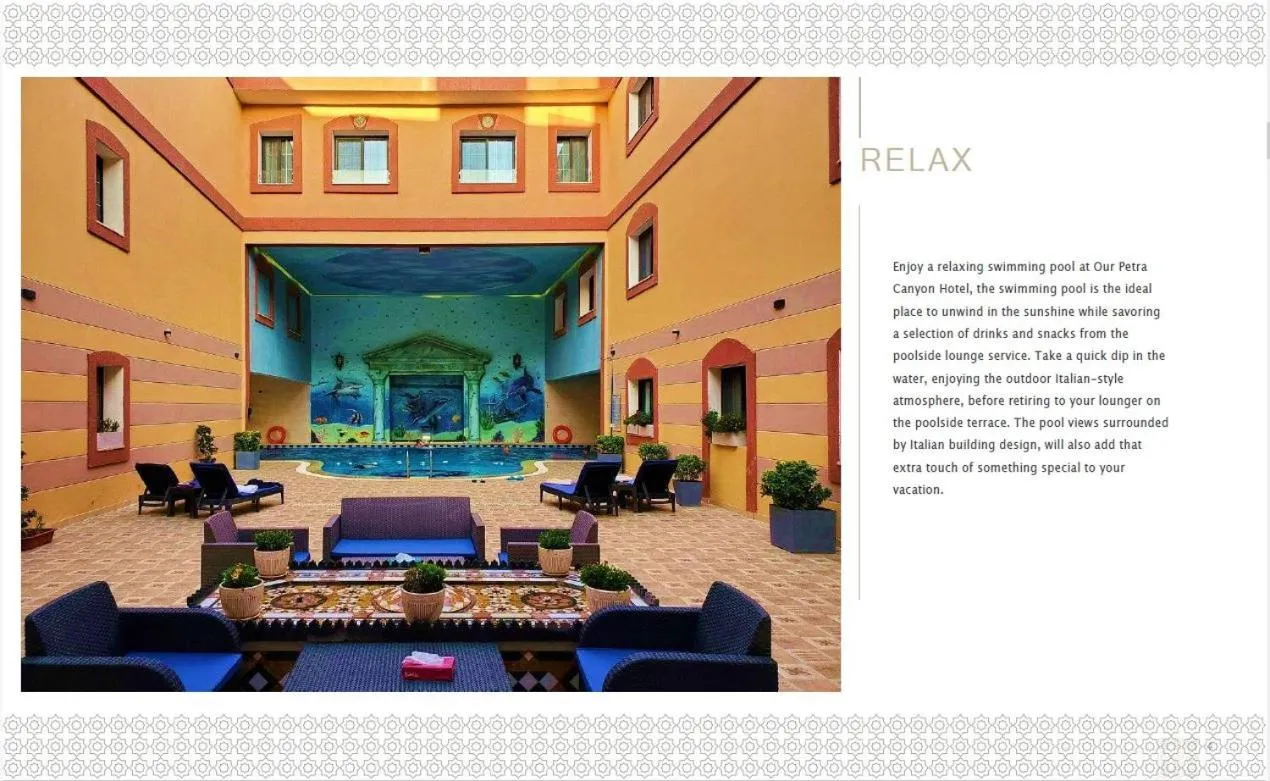 Seating area in Petra Canyon Hotel